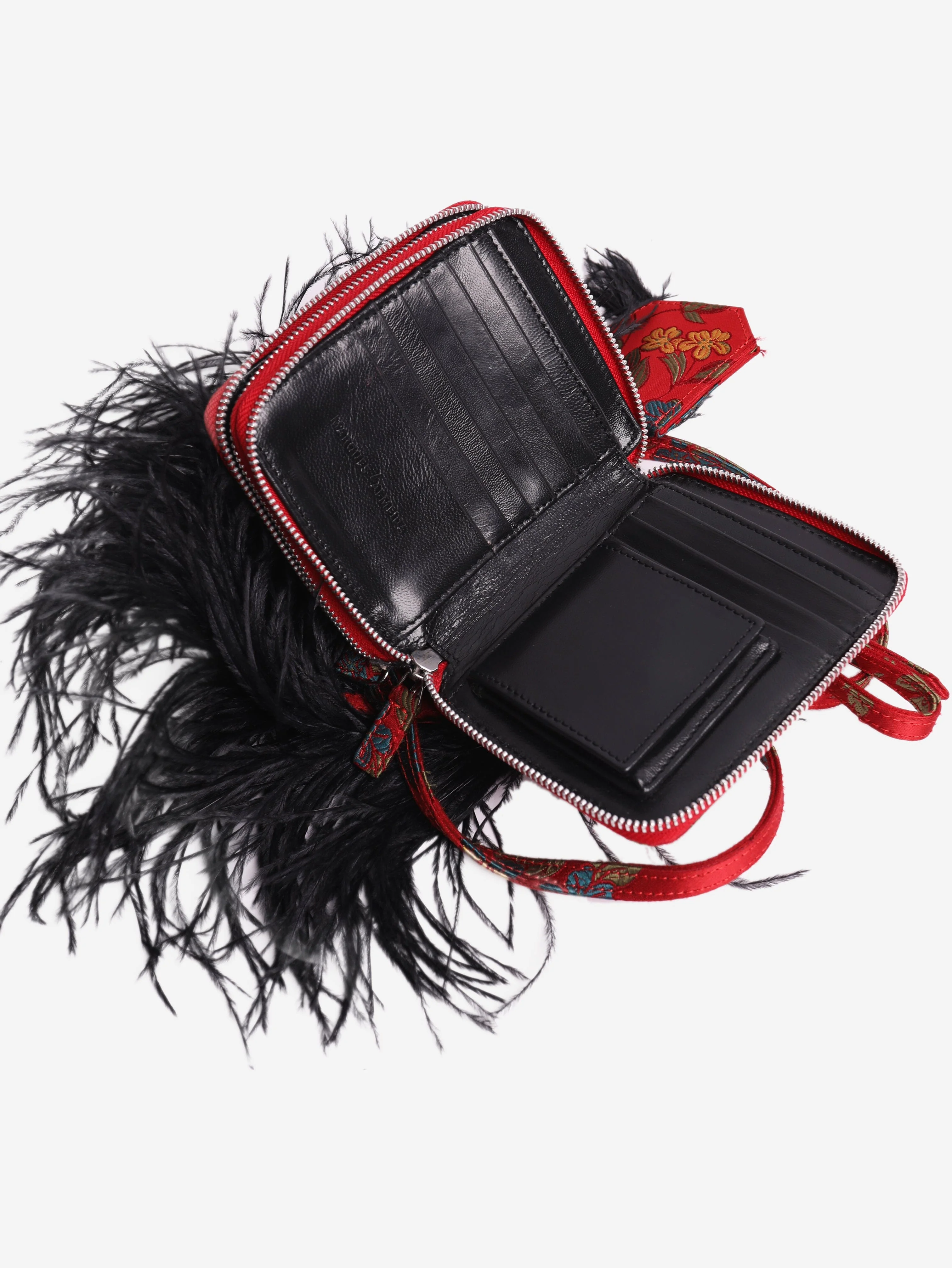 Red floral jacquard crossbody bag - Image 4