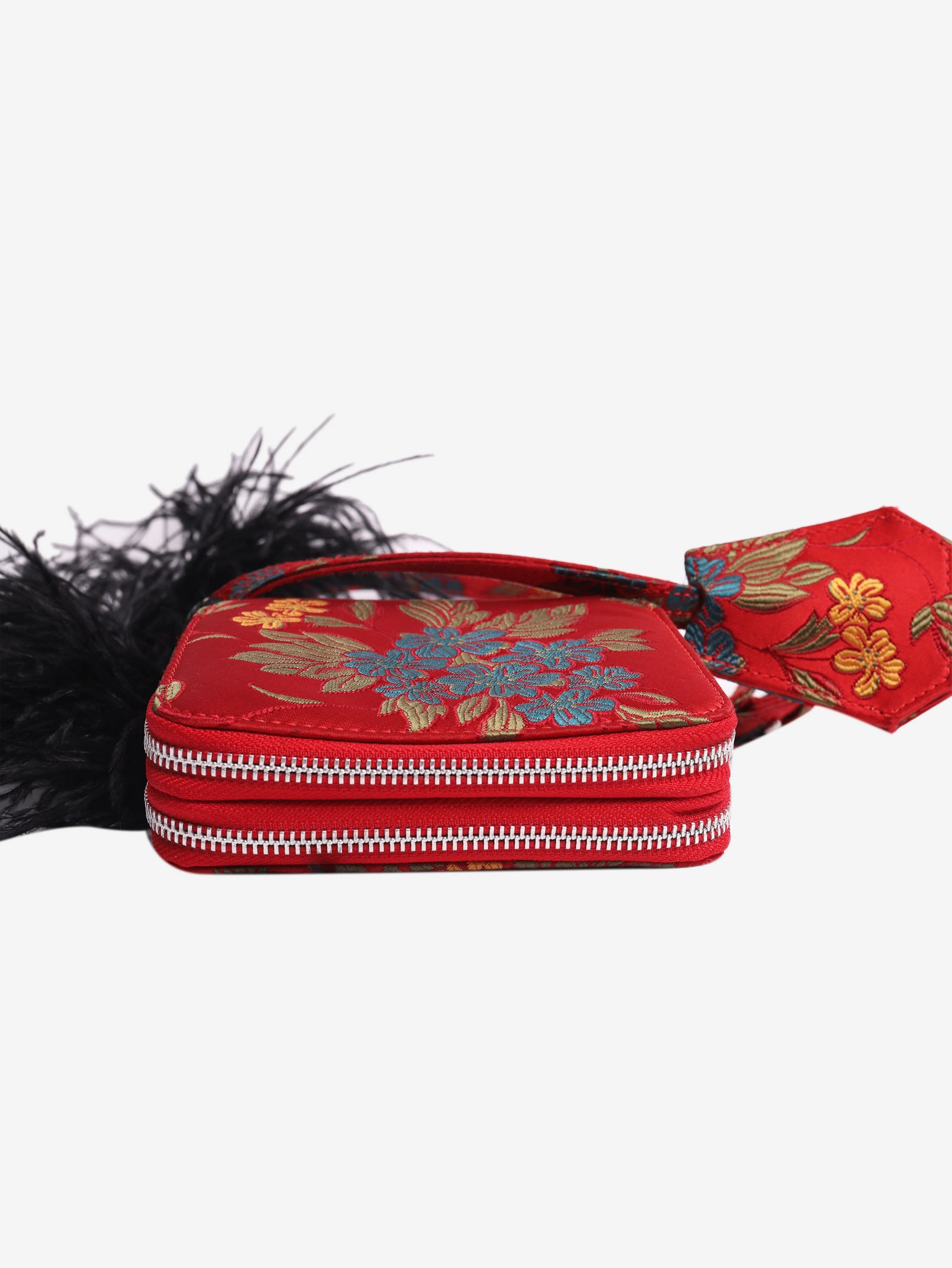 Red floral jacquard crossbody bag - Image 6