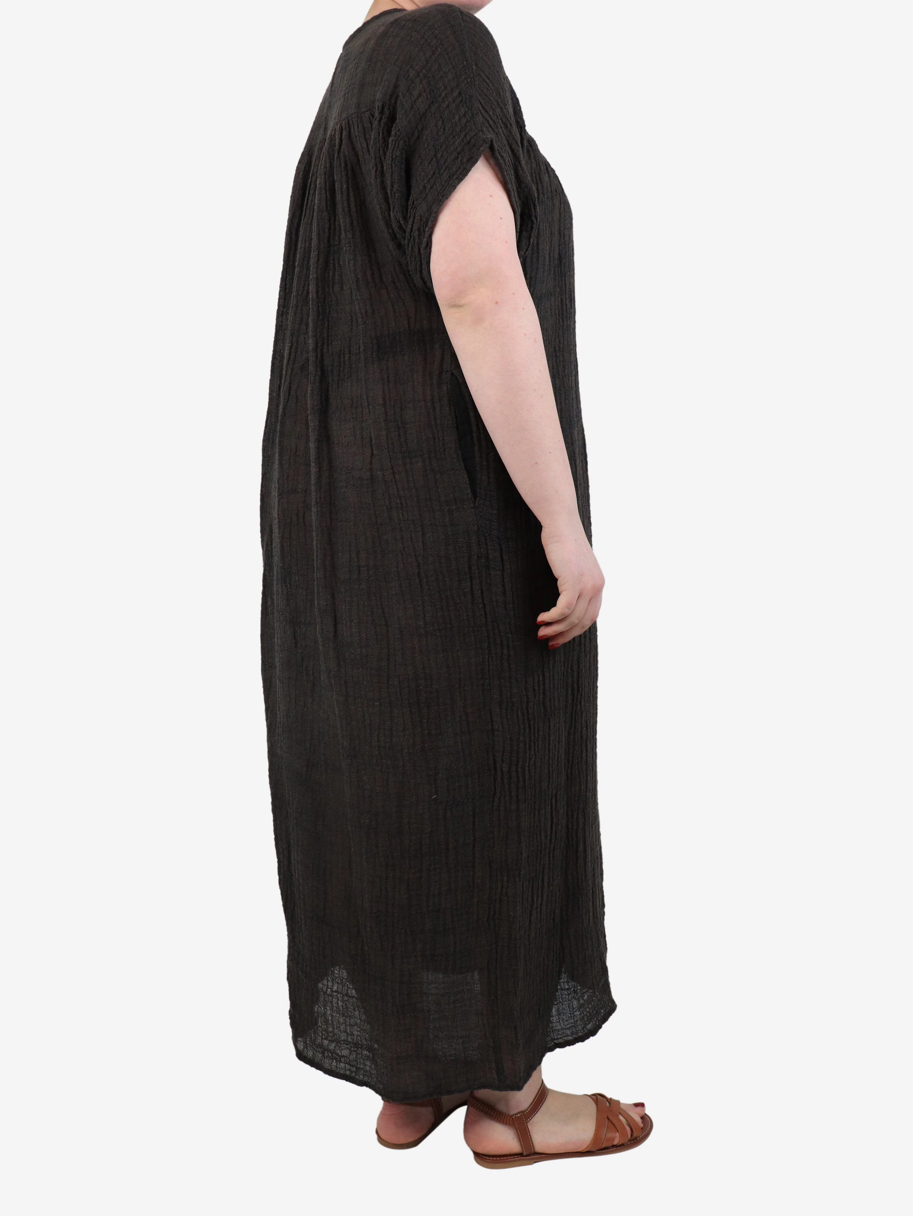 Brown Agra linen maxi dress - size M - Image 2