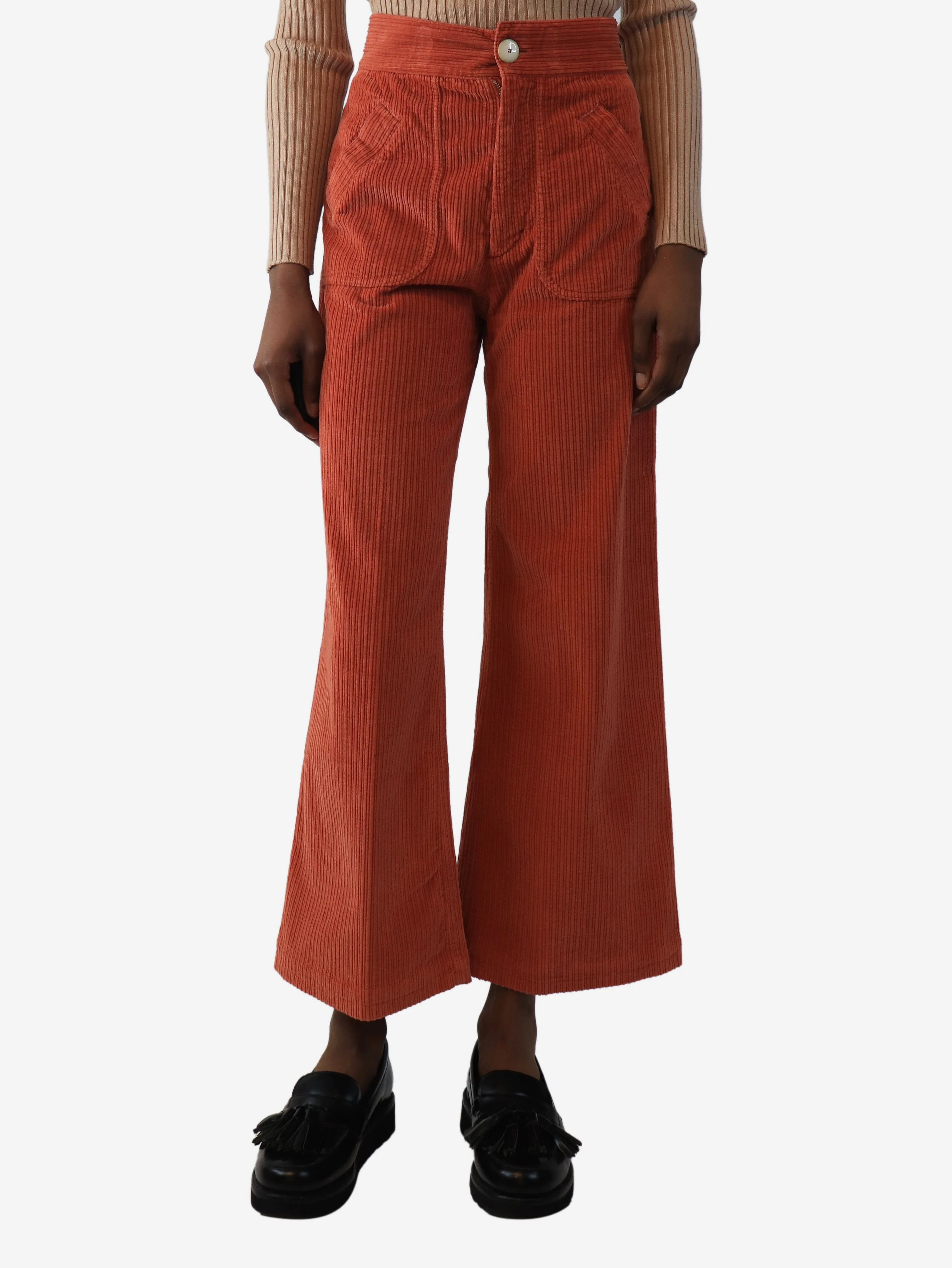 Coral corduroy trousers - size UK 6