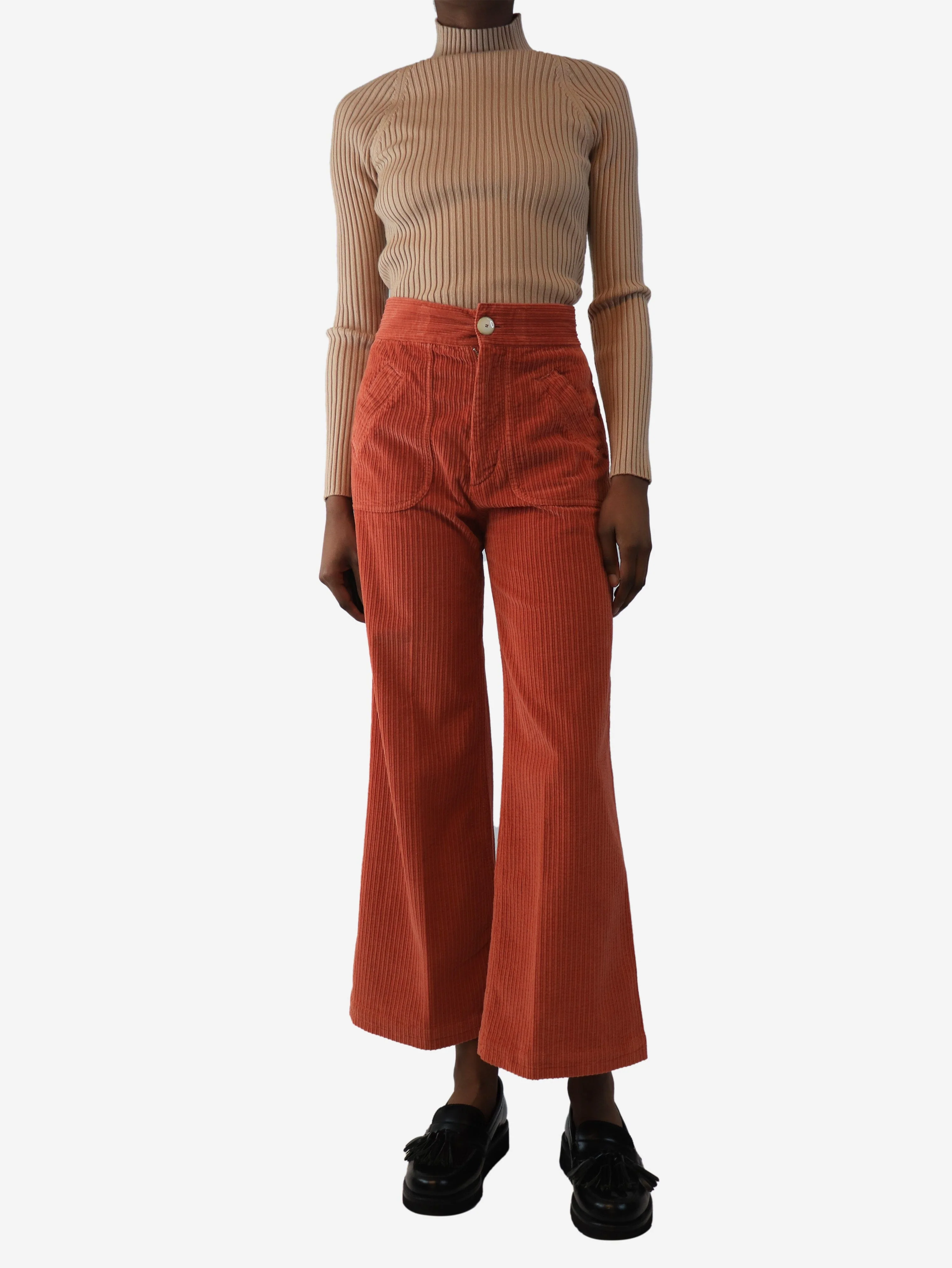 Coral corduroy trousers - size UK 6 - Image 2