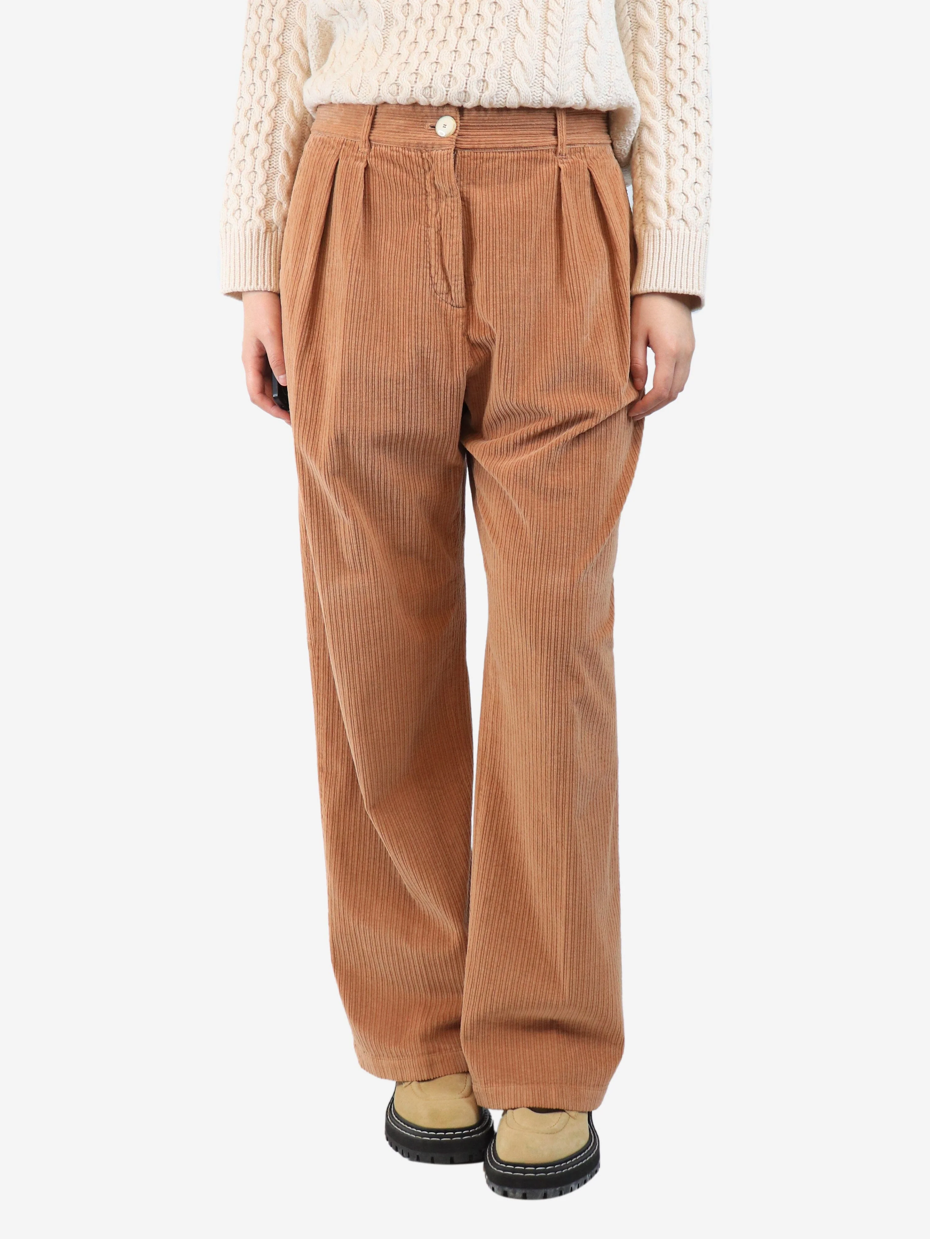 Dusty pink corduroy trousers - size UK 12