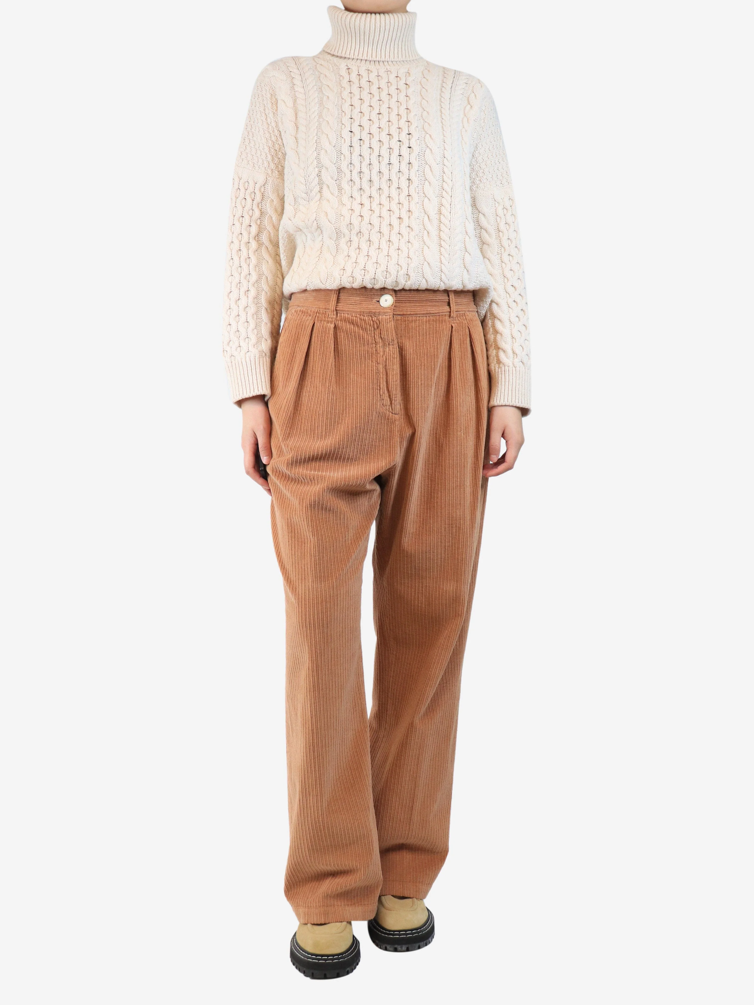 Dusty pink corduroy trousers - size UK 12 - Image 2