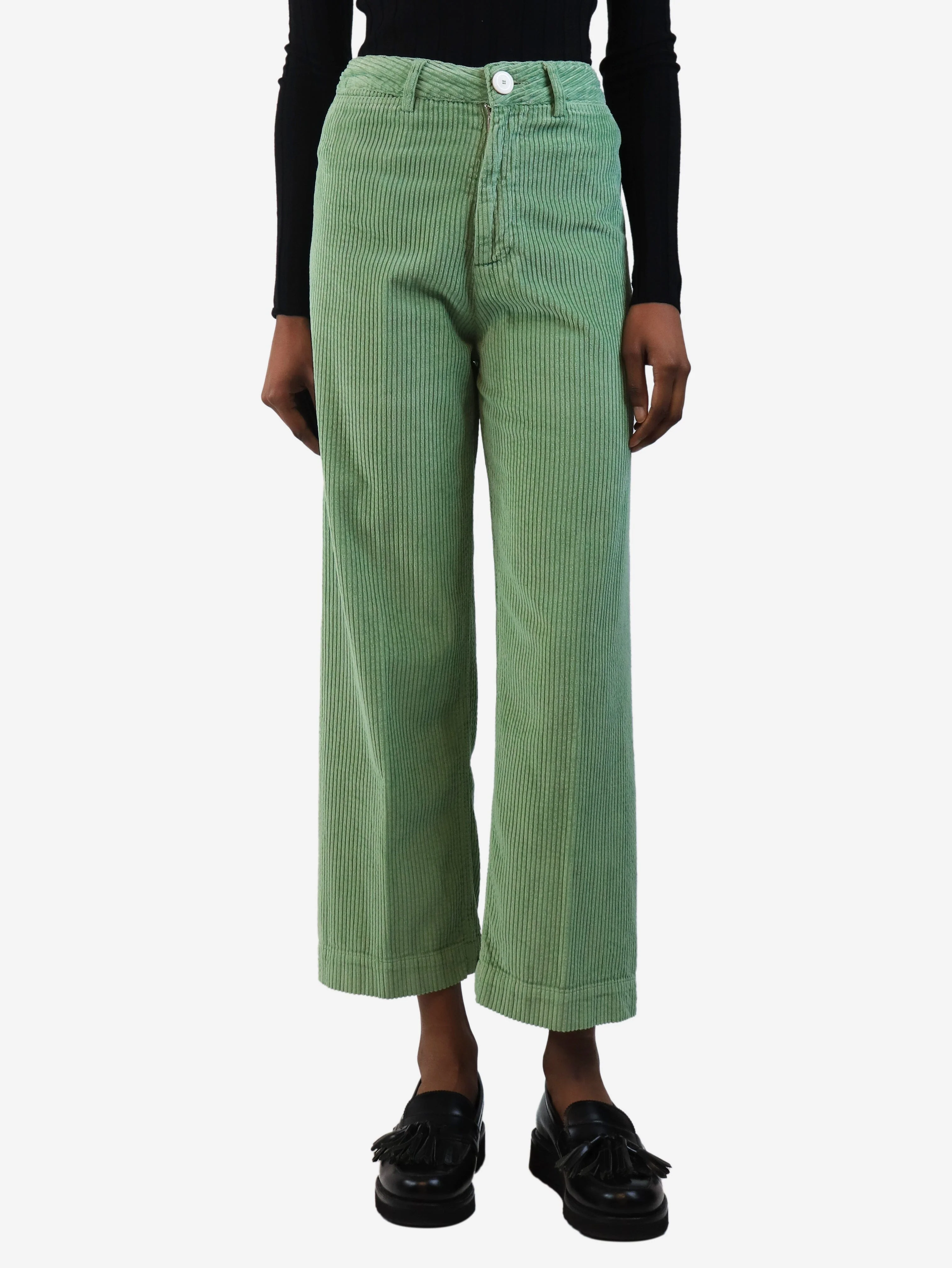 Green corduroy trousers - size UK 8