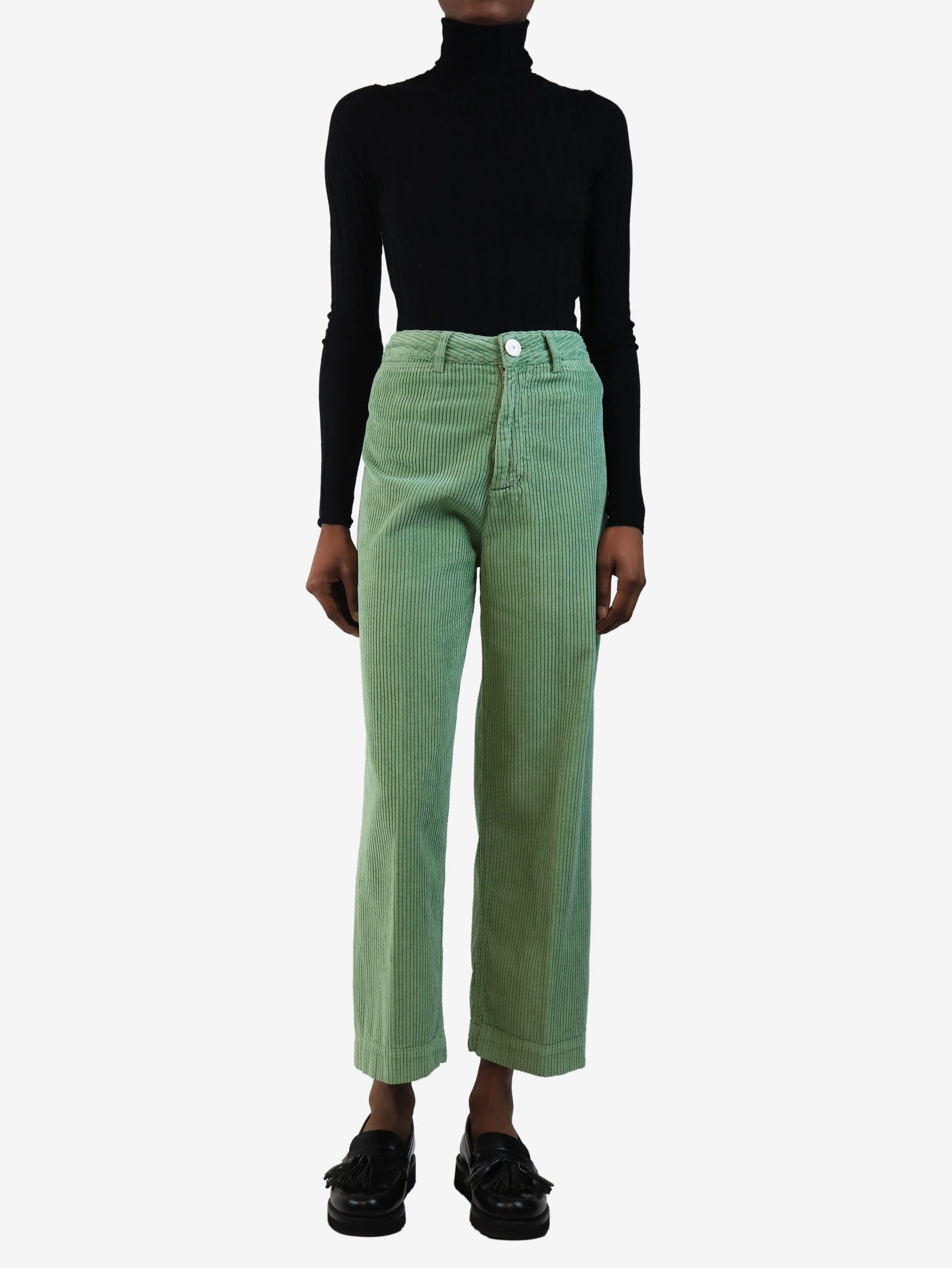 Green corduroy trousers - size UK 8 - Image 2