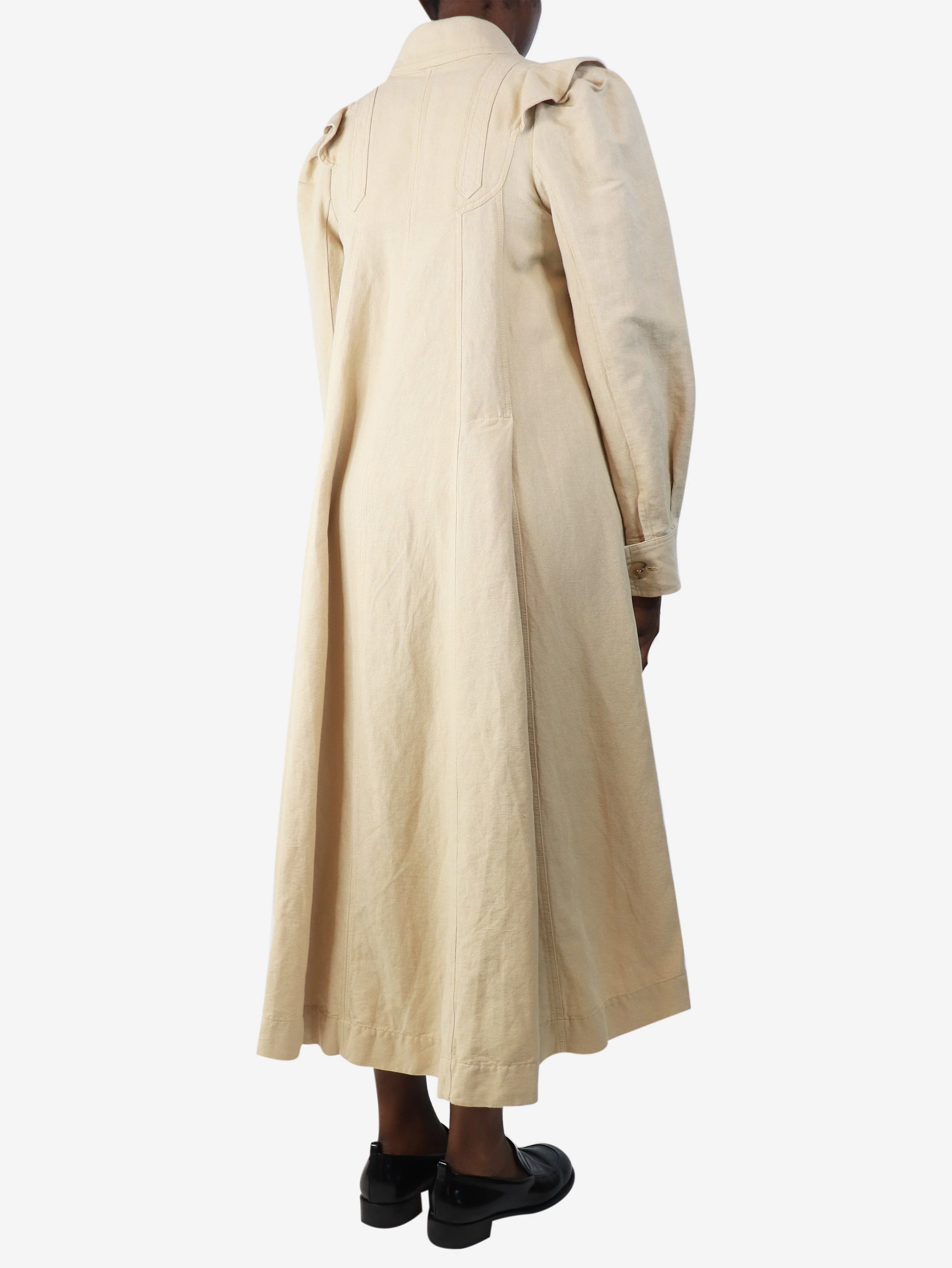 Neutral linen-blend shirt dress - size UK 10 - Image 2