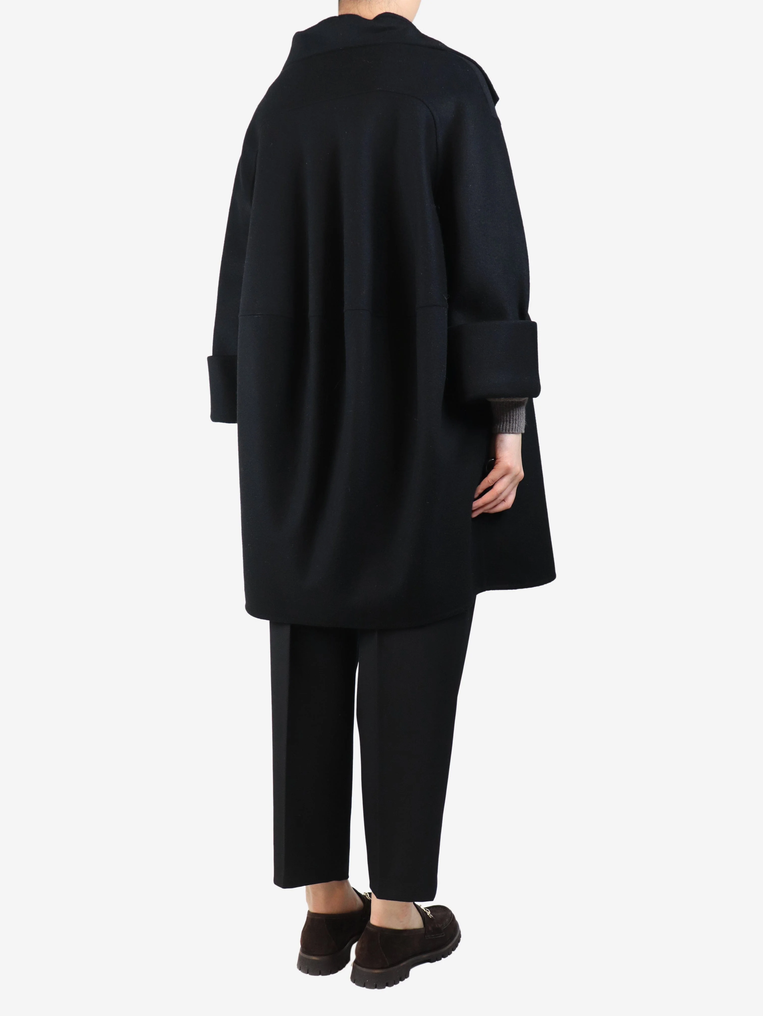 Black wool and cashmere-blend coat - size UK 10 - Image 2