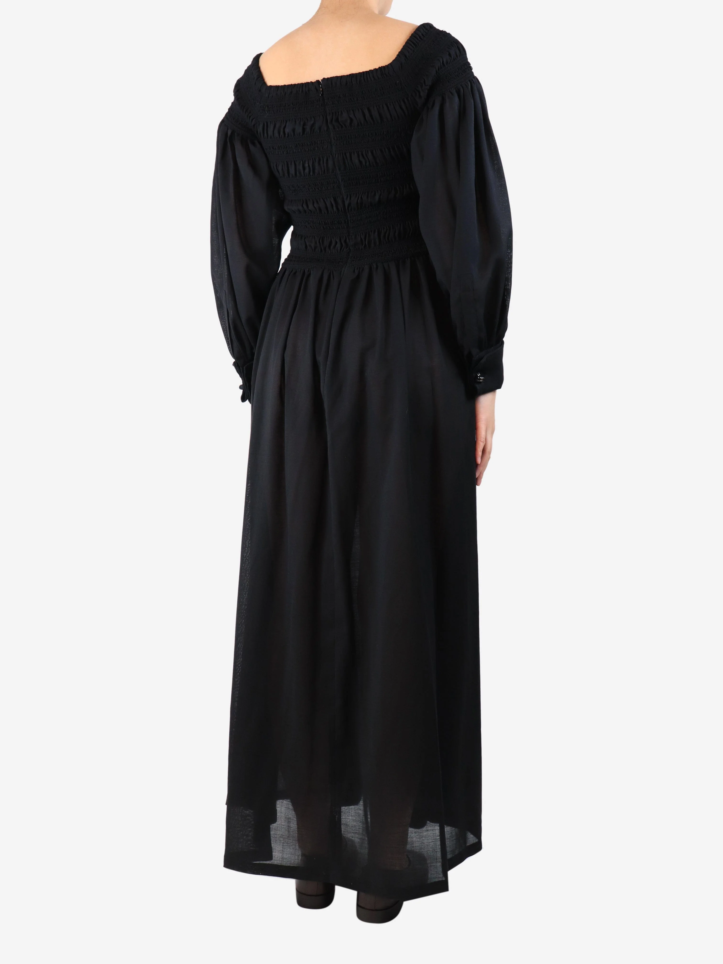 Black shirred maxi dress - size UK 12 - Image 2