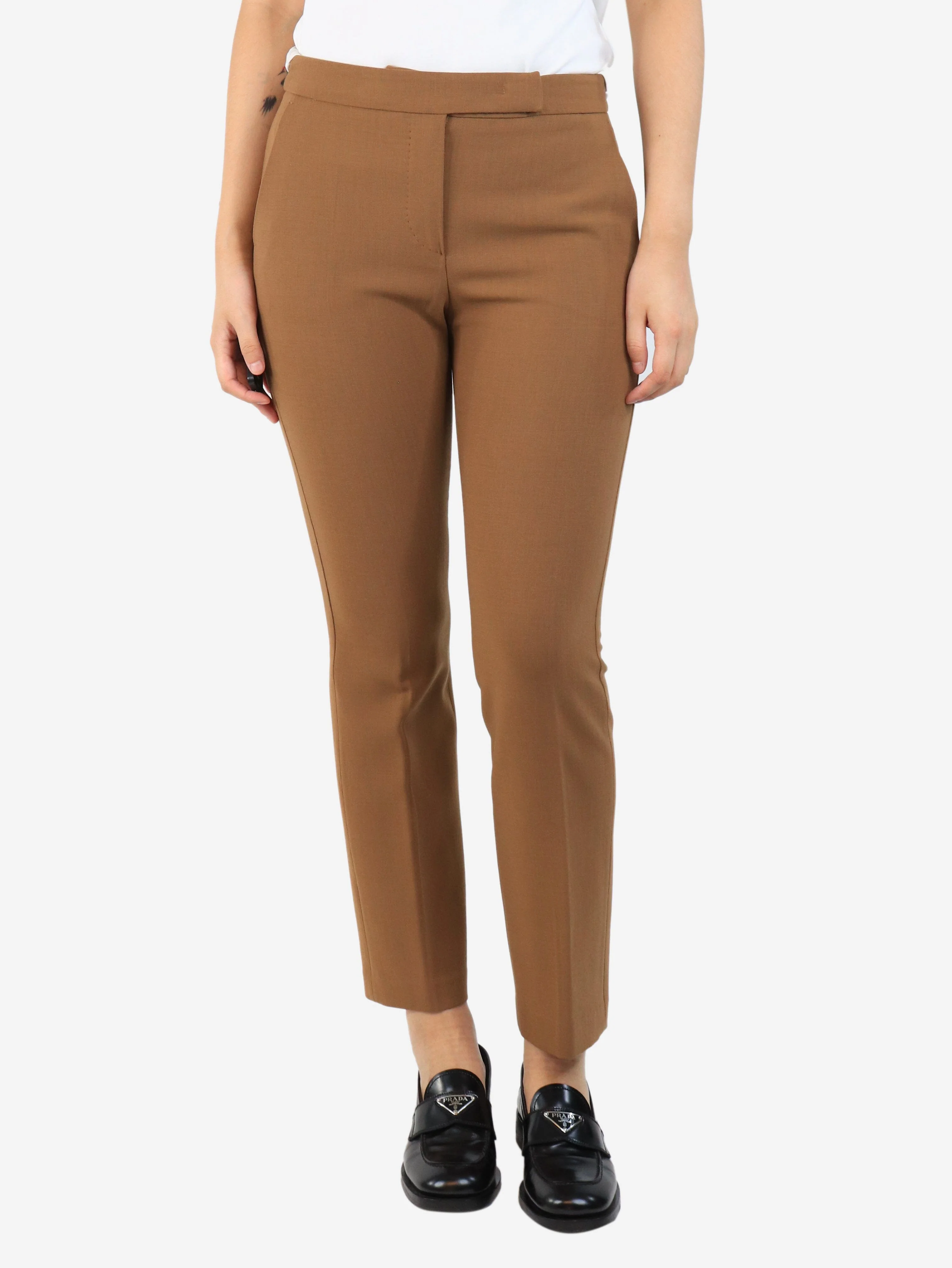 Brown tapered trousers - size UK 8