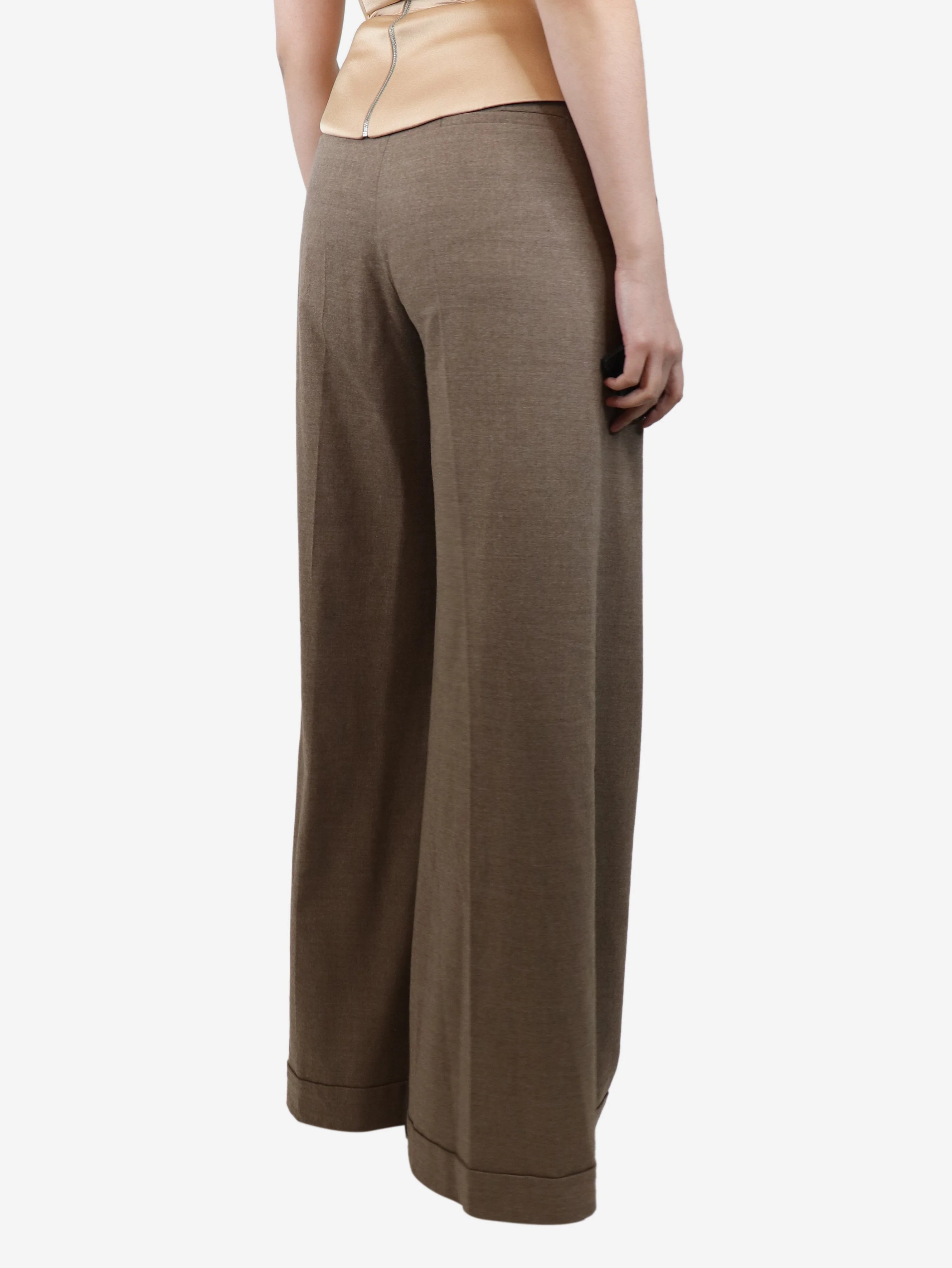 Brown wool-blend trousers - size UK 10 - Image 3