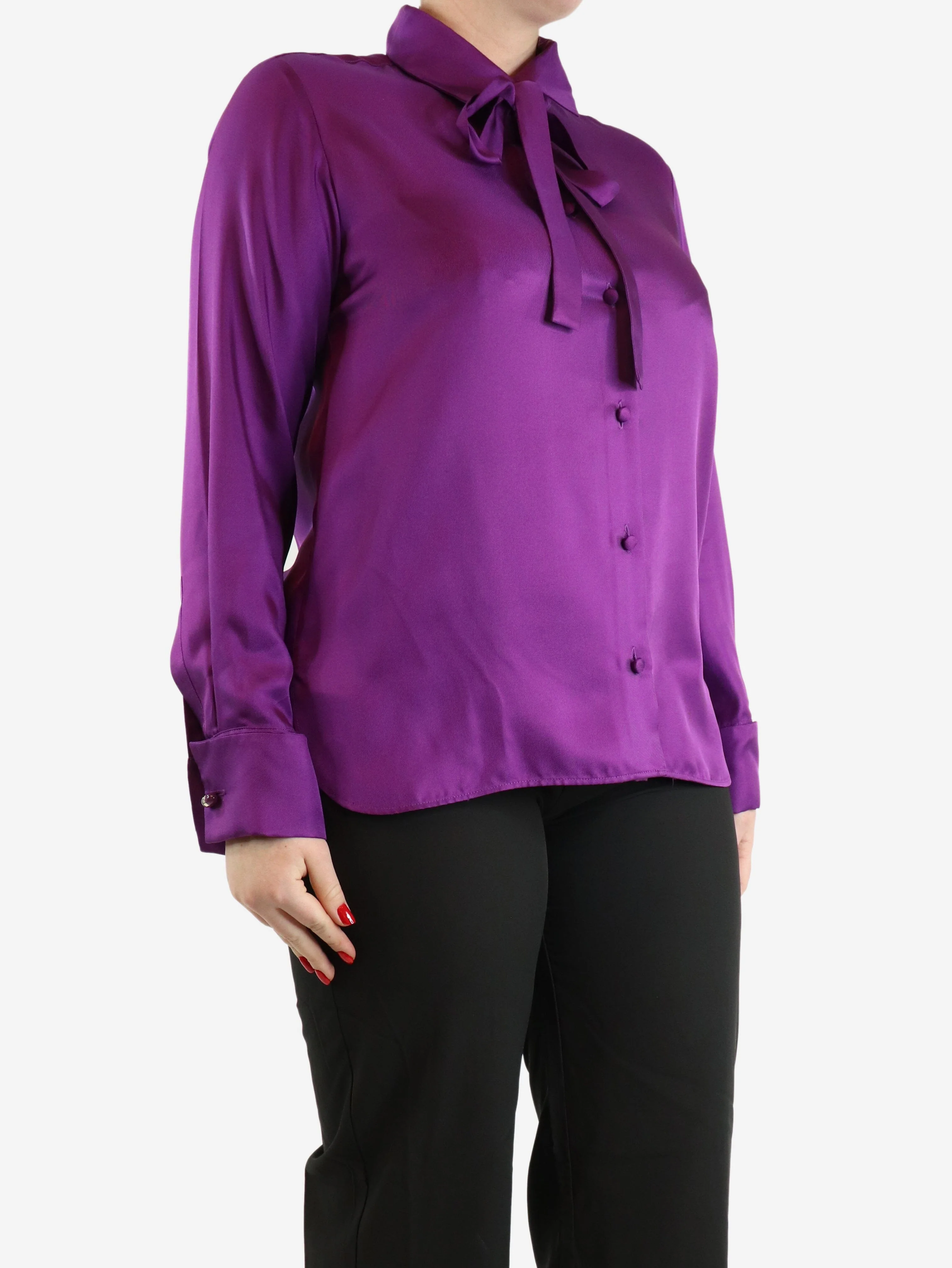 Purple silk shirt - size - Image 3