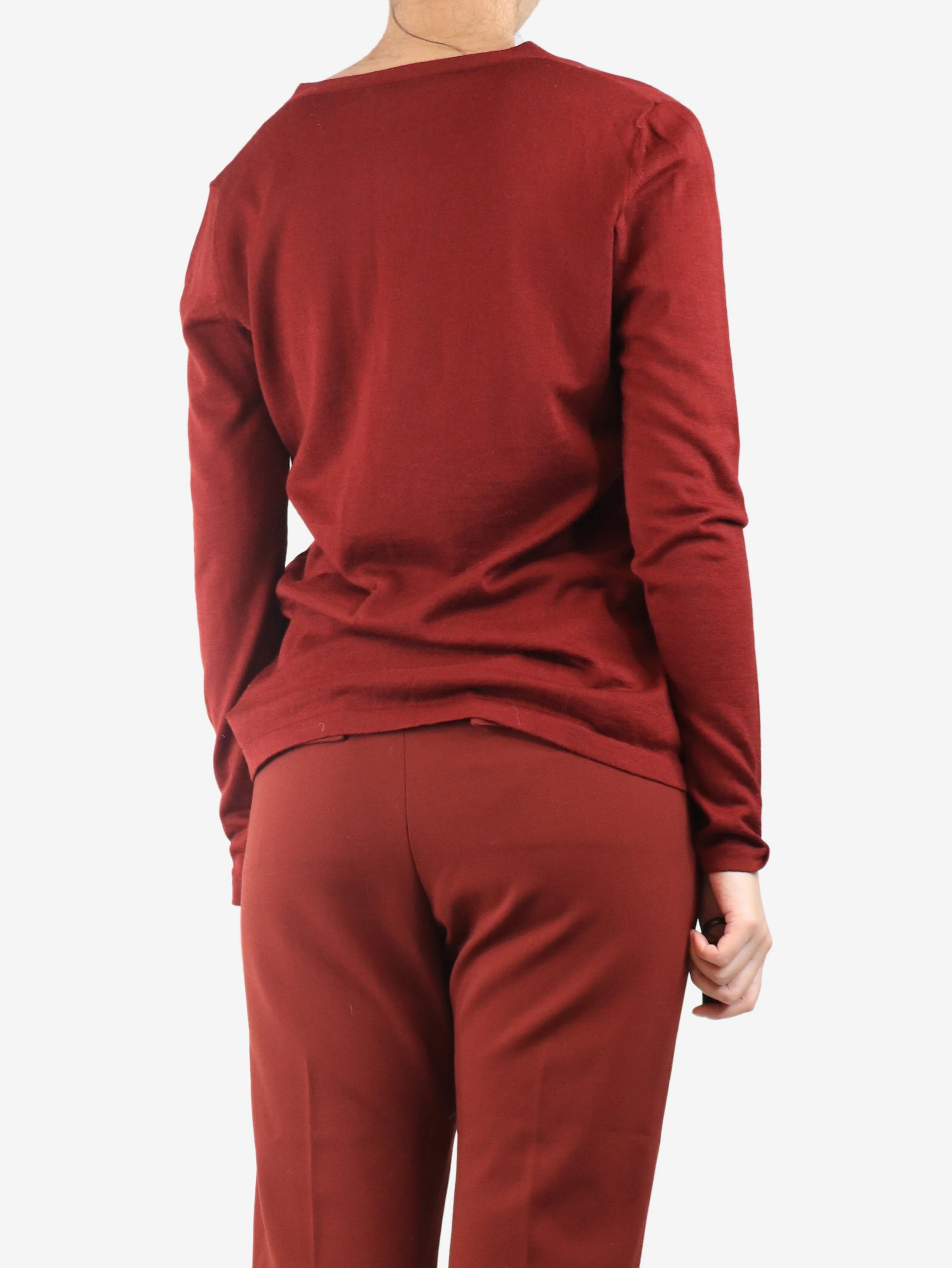 Red thin knit cardigan - size UK 10 - Image 2