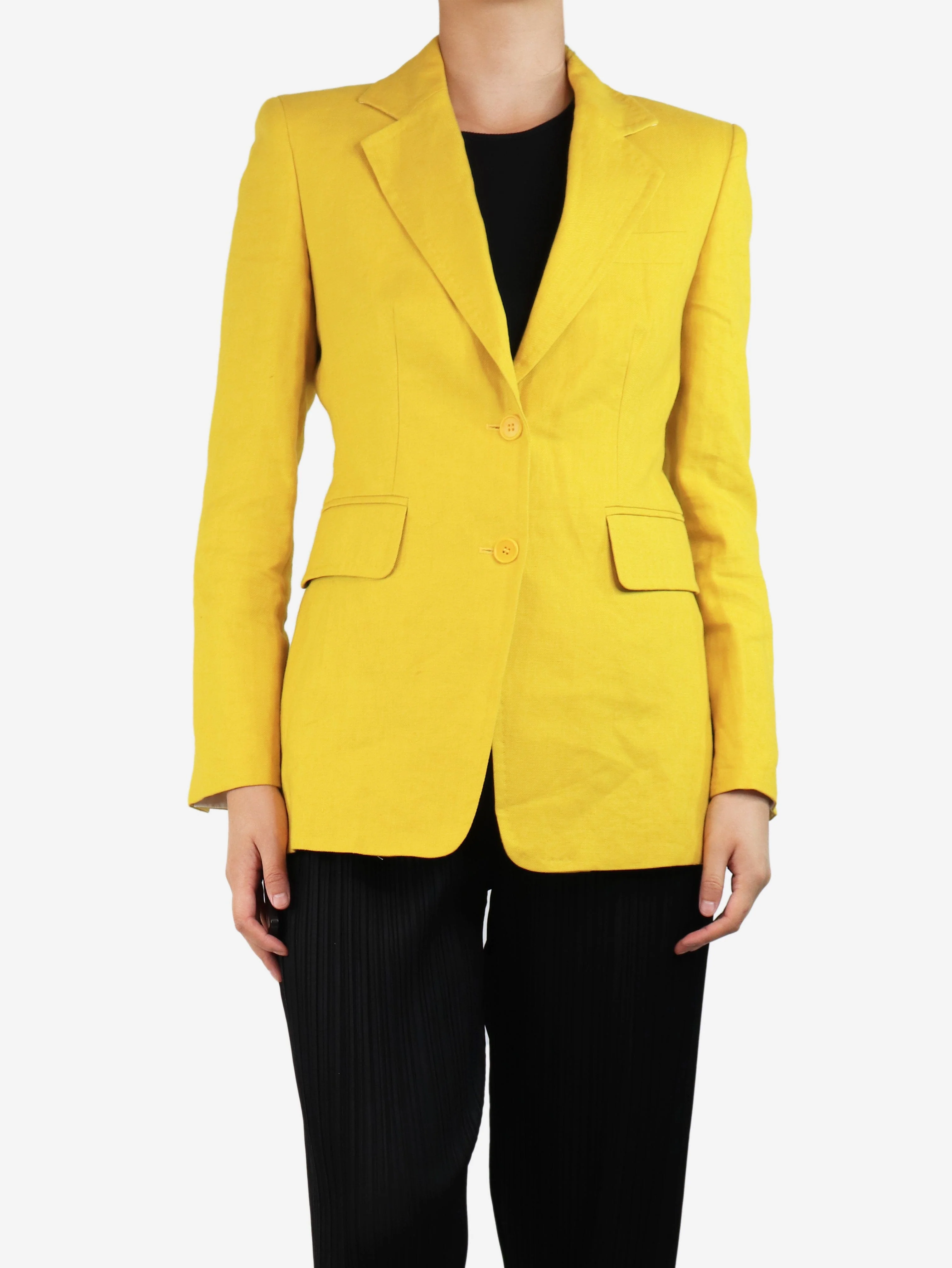 Yellow linen blazer - size UK 8