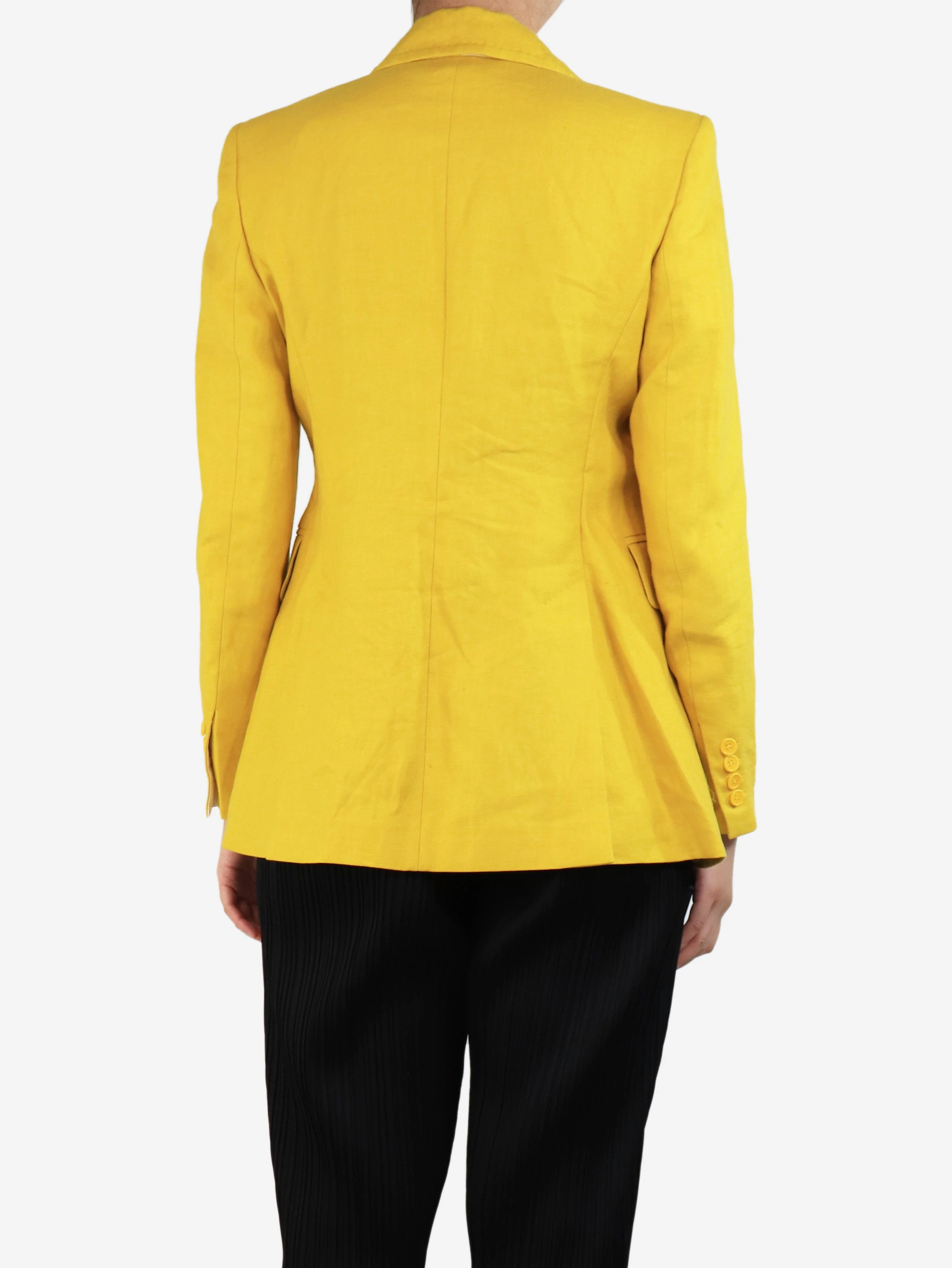 Yellow linen blazer - size UK 8 - Image 2