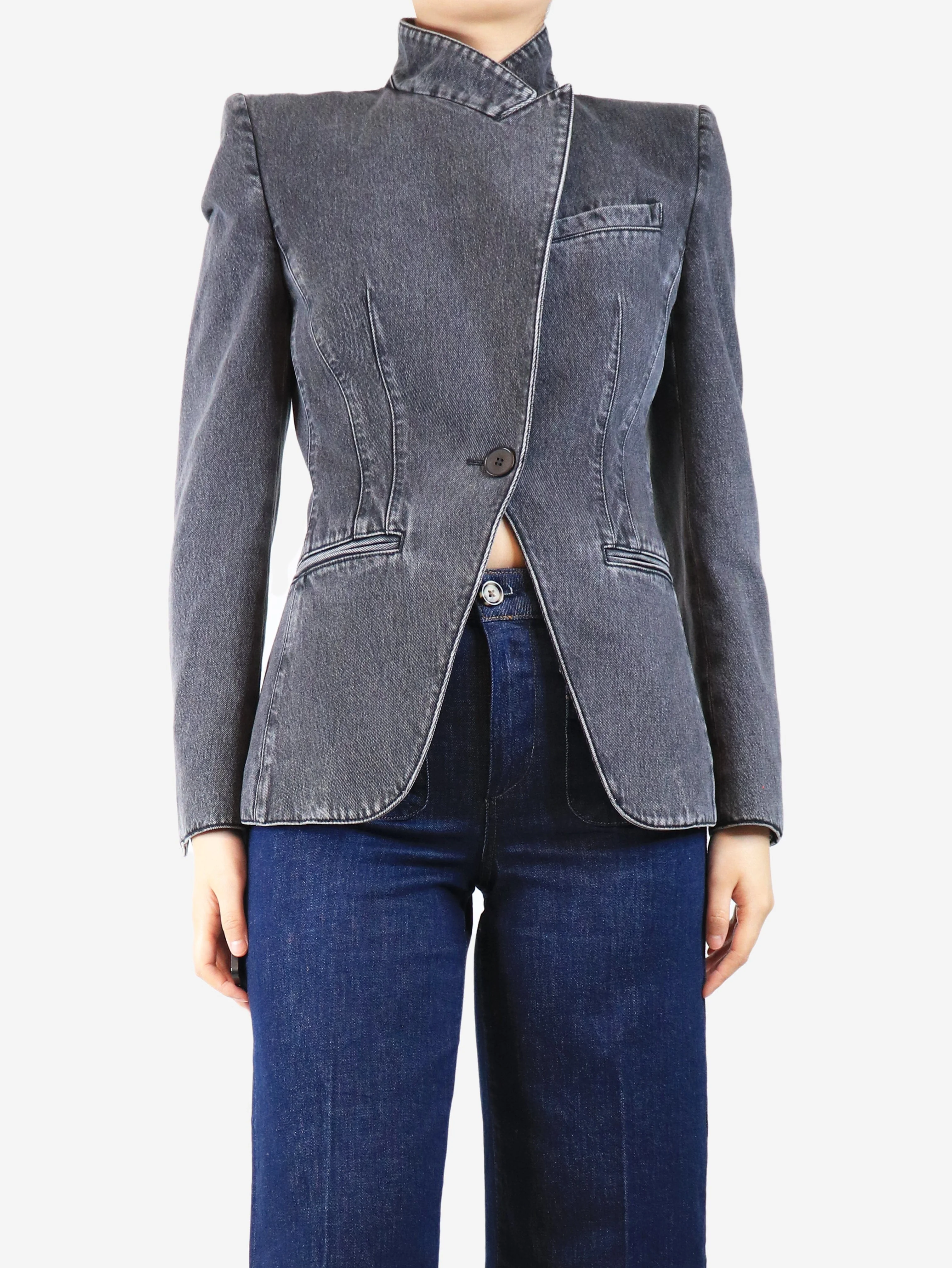 Dark grey denim jacket - size UK 8