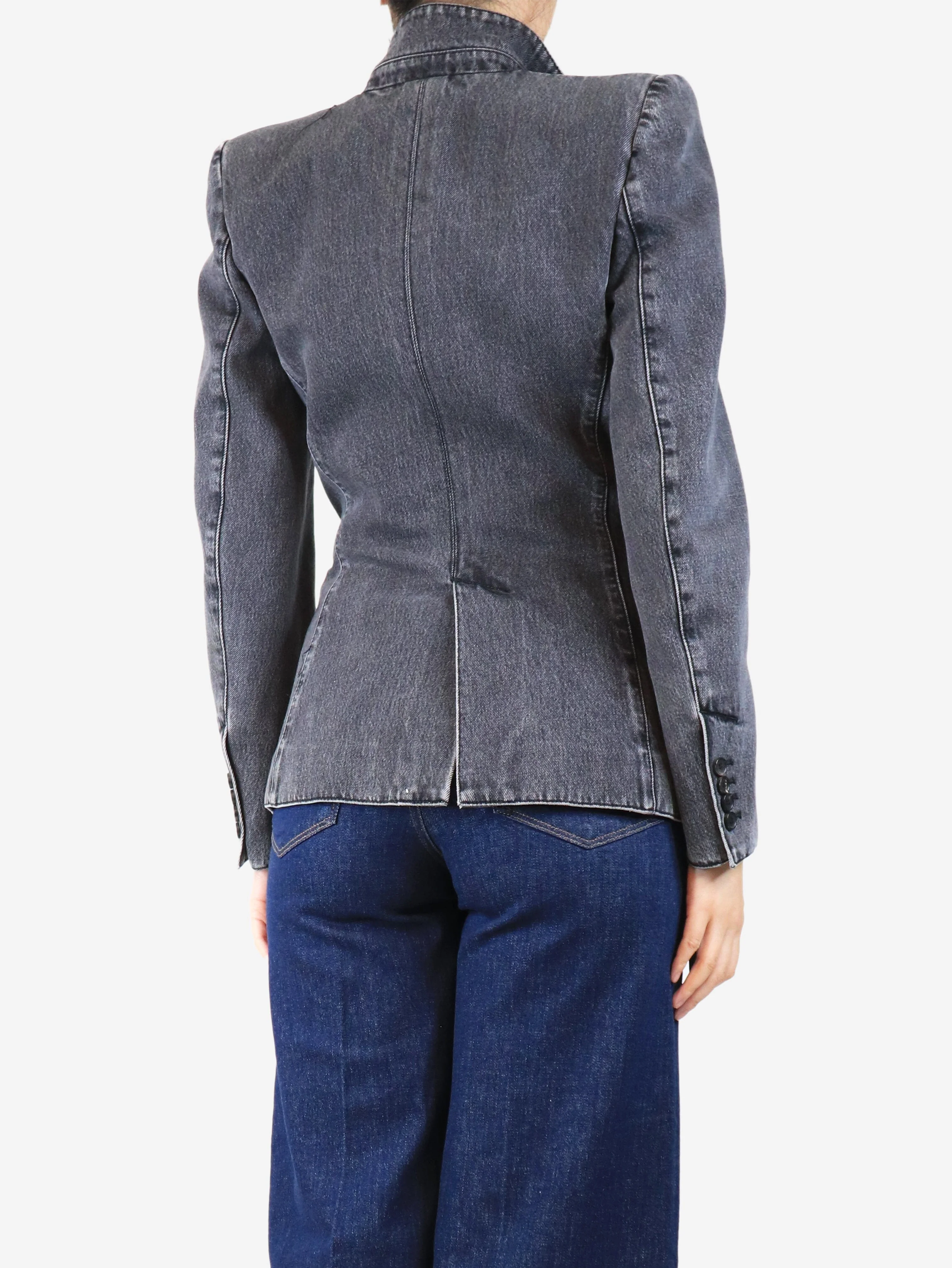 Dark grey denim jacket - size UK 8 - Image 2