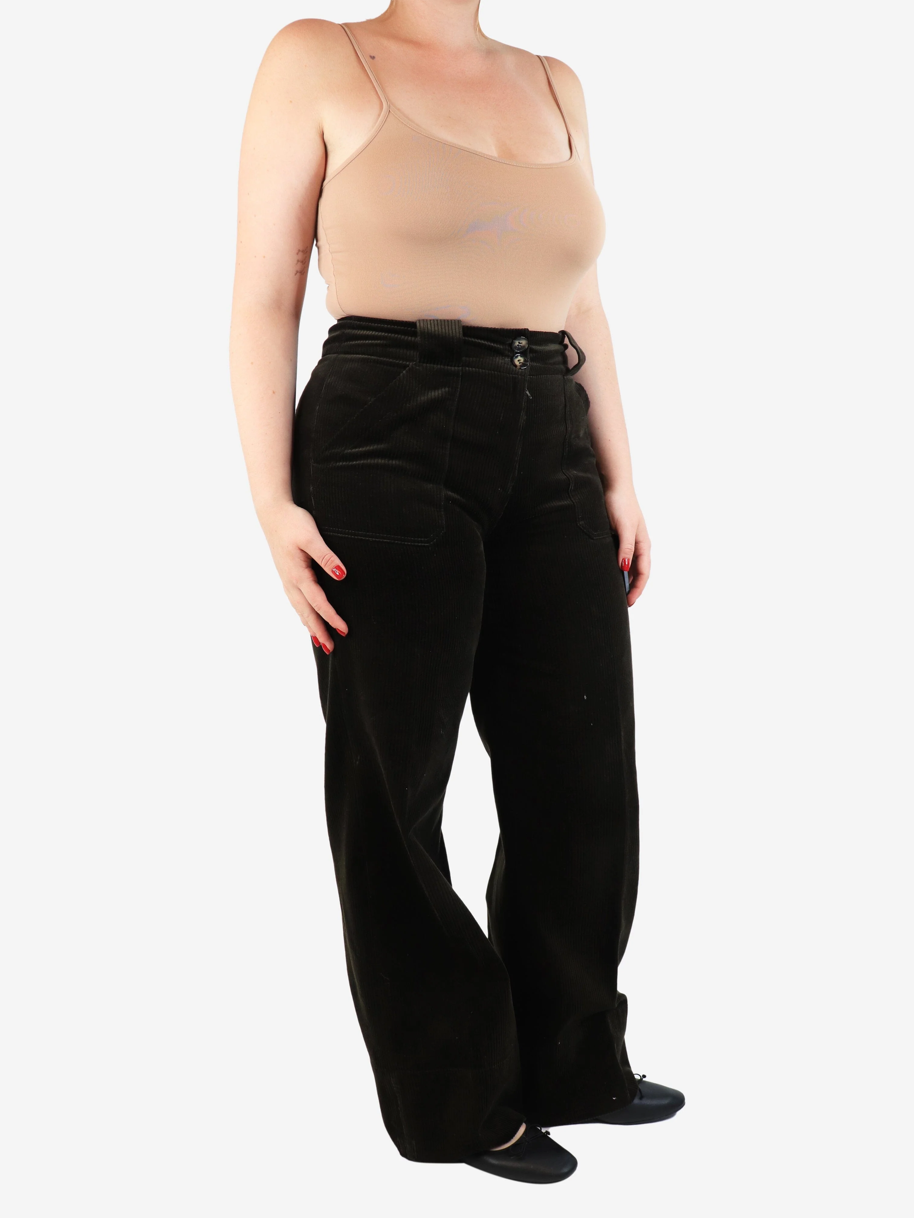 Dark green corduroy trousers - size UK 12 - Image 2