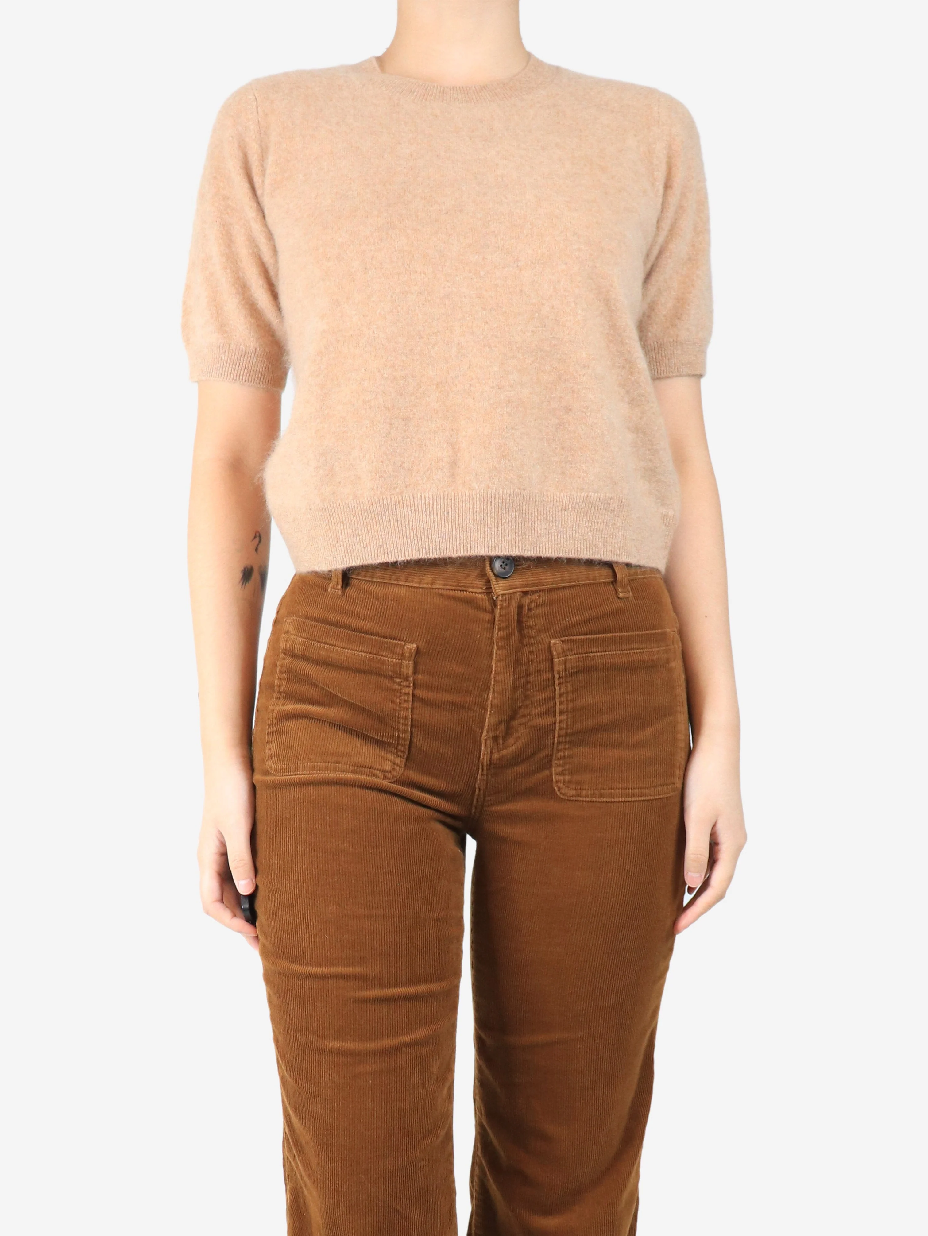 Beige brushed cashmere top - size S - Image 3