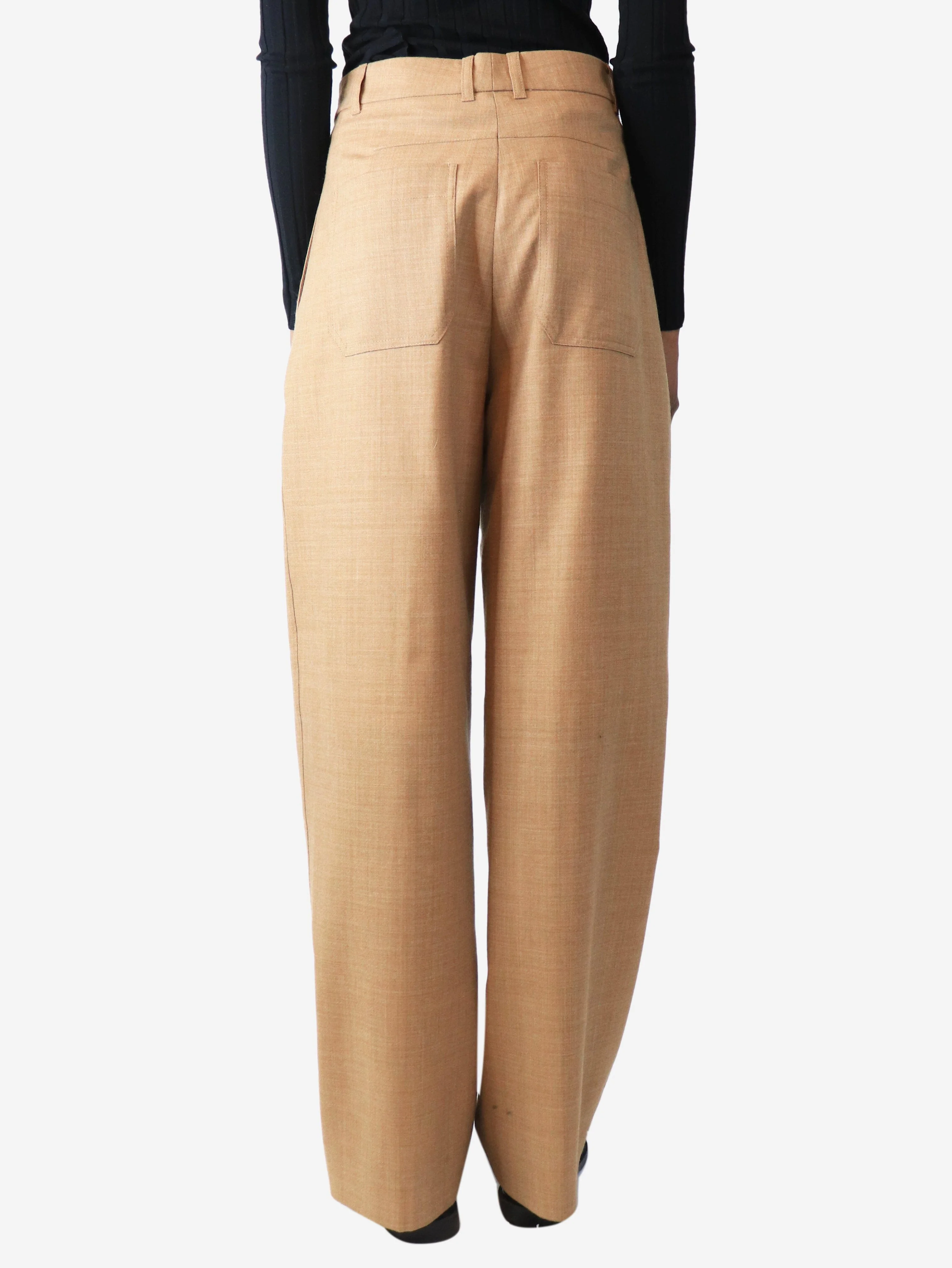 Biscuit pleat-front trousers - size UK 6 - Image 3