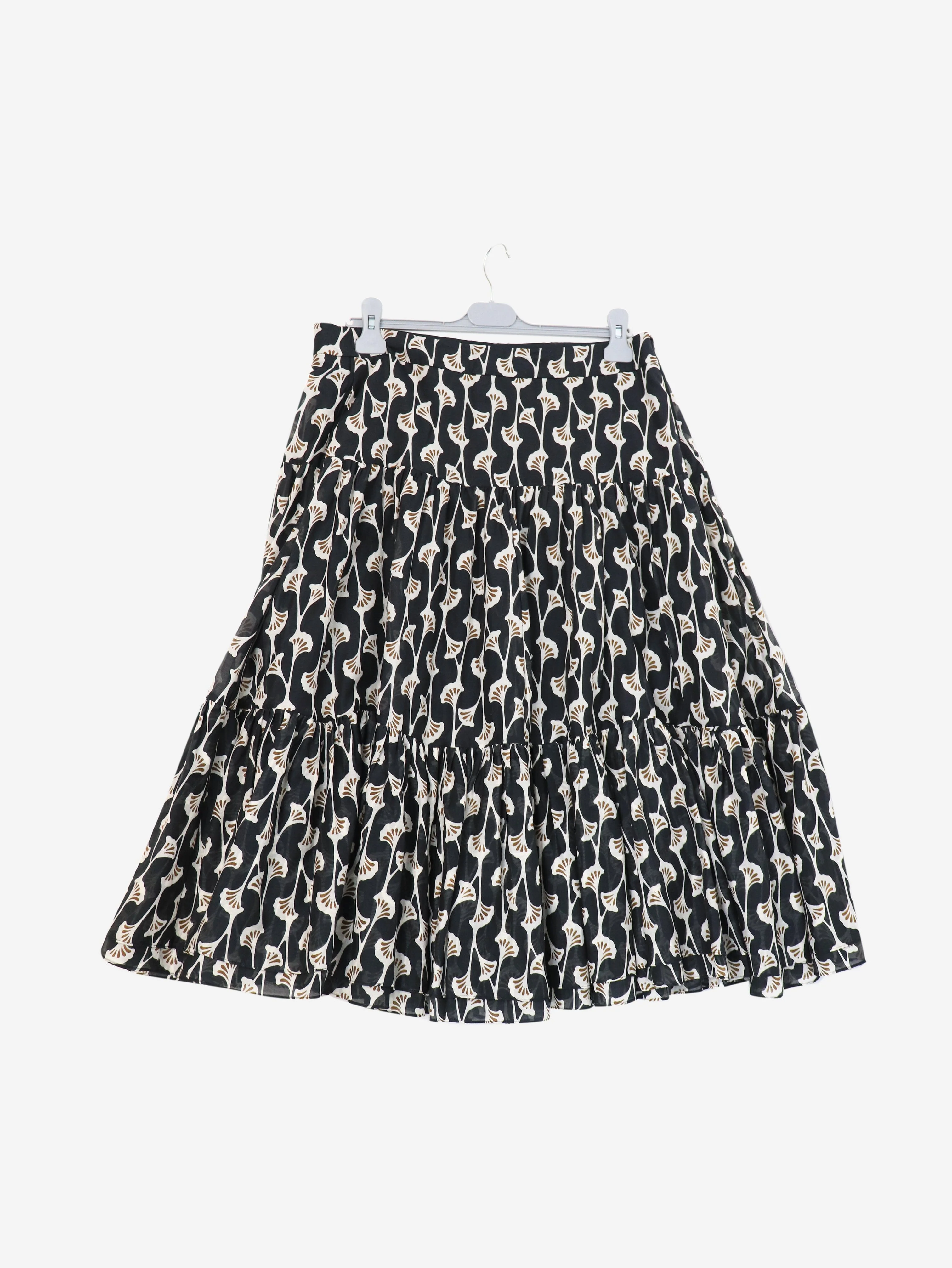 Black Ginko leaf midi skirt - size UK 14 - Image 4