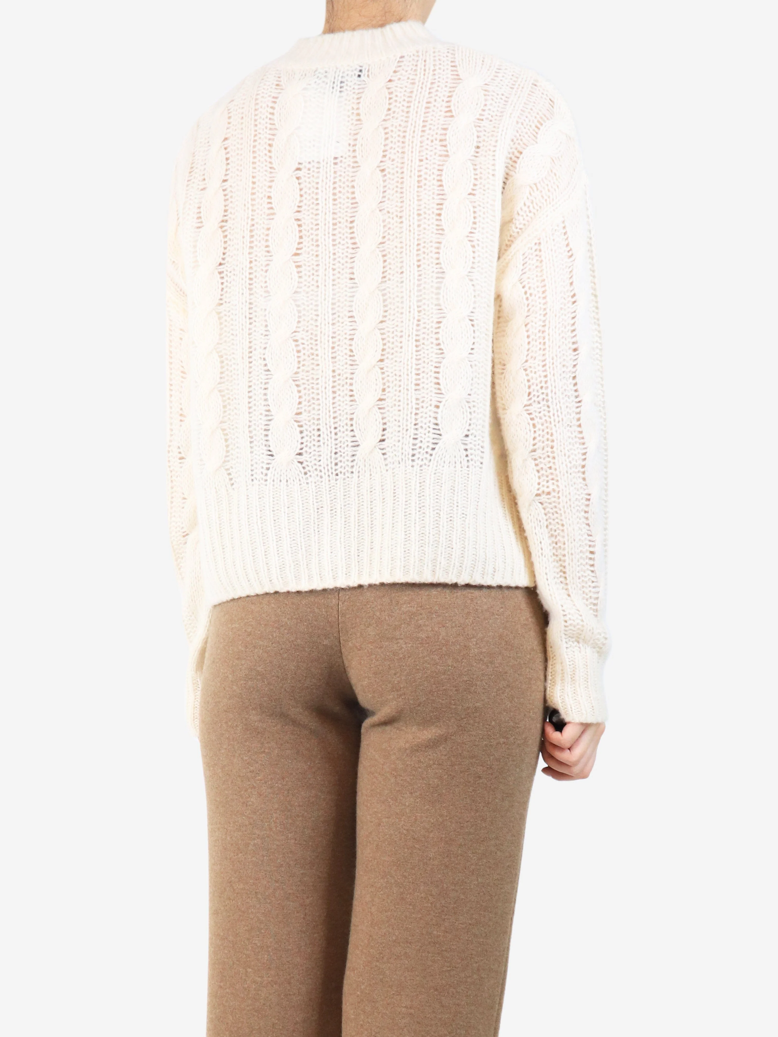 Cream cashmere and silk-blend cable knit jumper - size S - Image 2