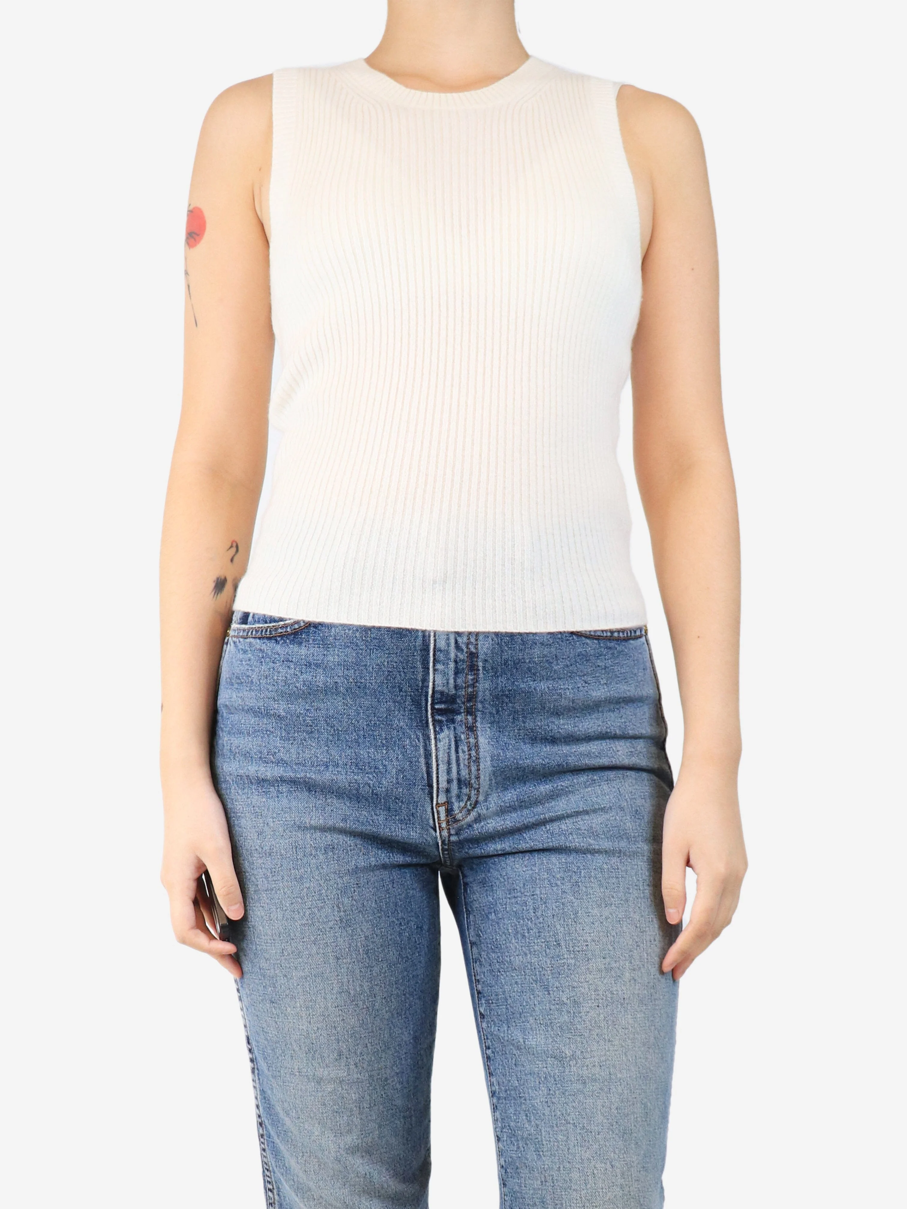 Cream cashmere ribbed vest - size S