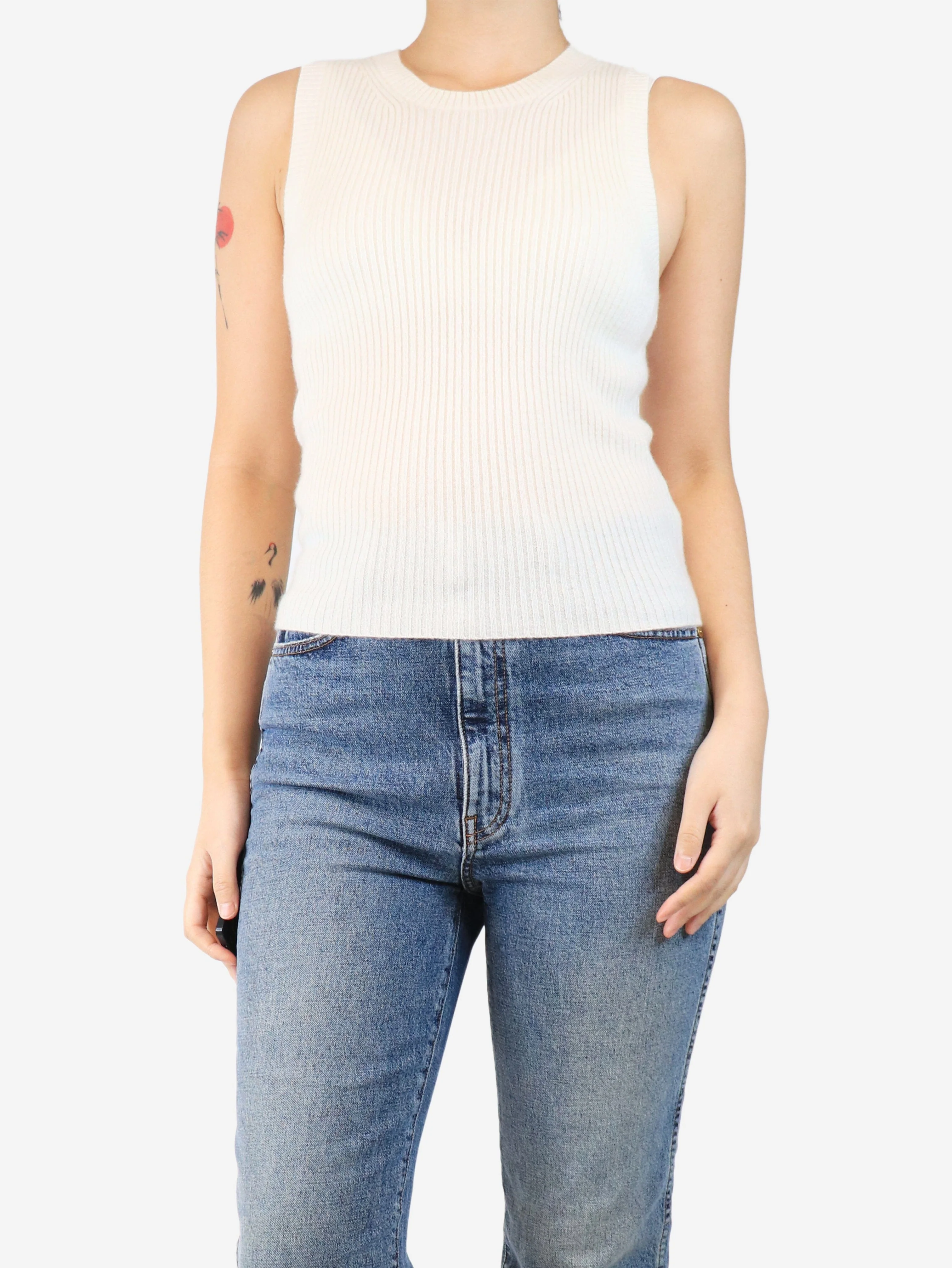 Cream cashmere ribbed vest - size S - Image 3