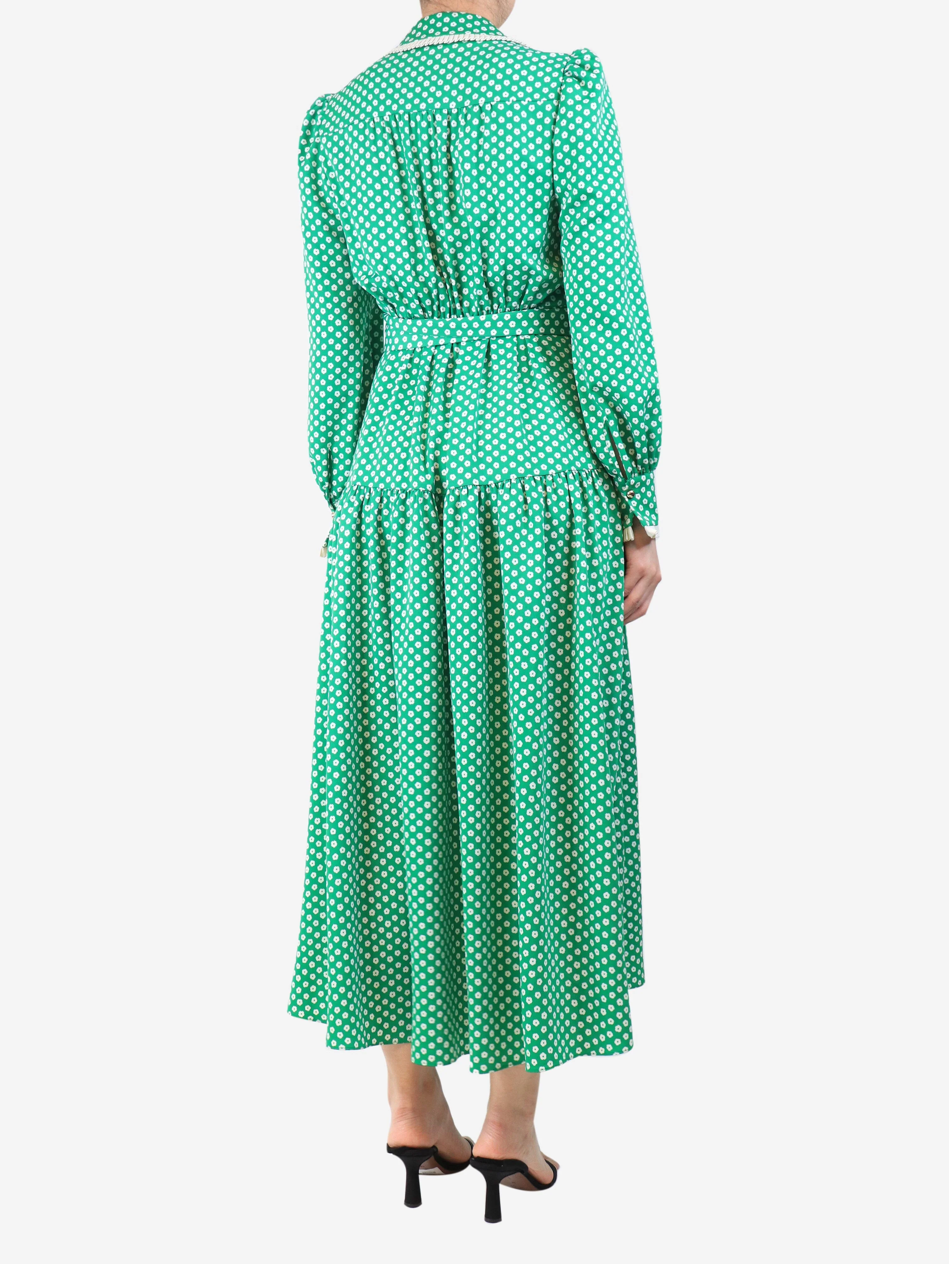 Green floral printed midi dress - size UK 10 - Image 2