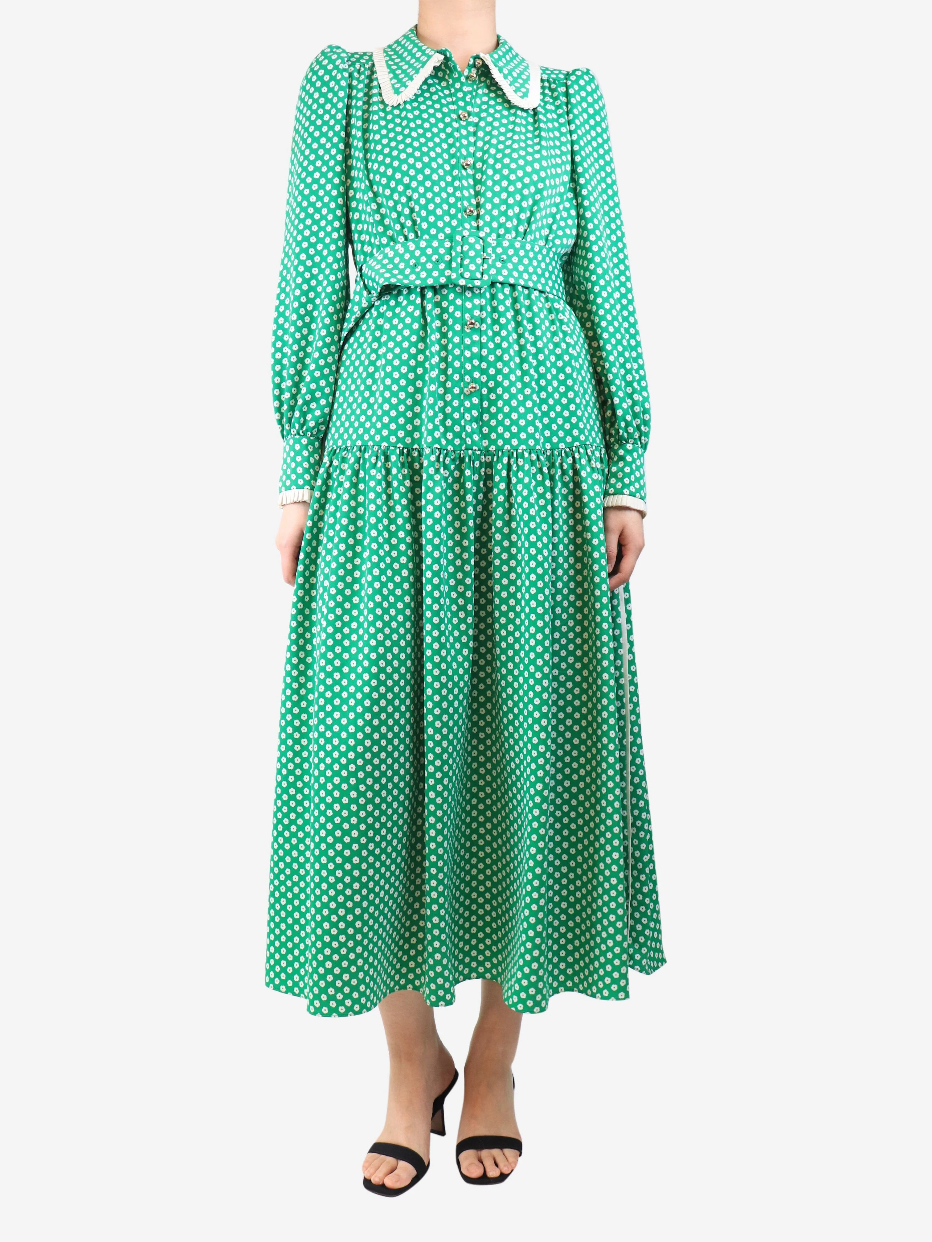 Green floral printed midi dress - size UK 10 - Image 3