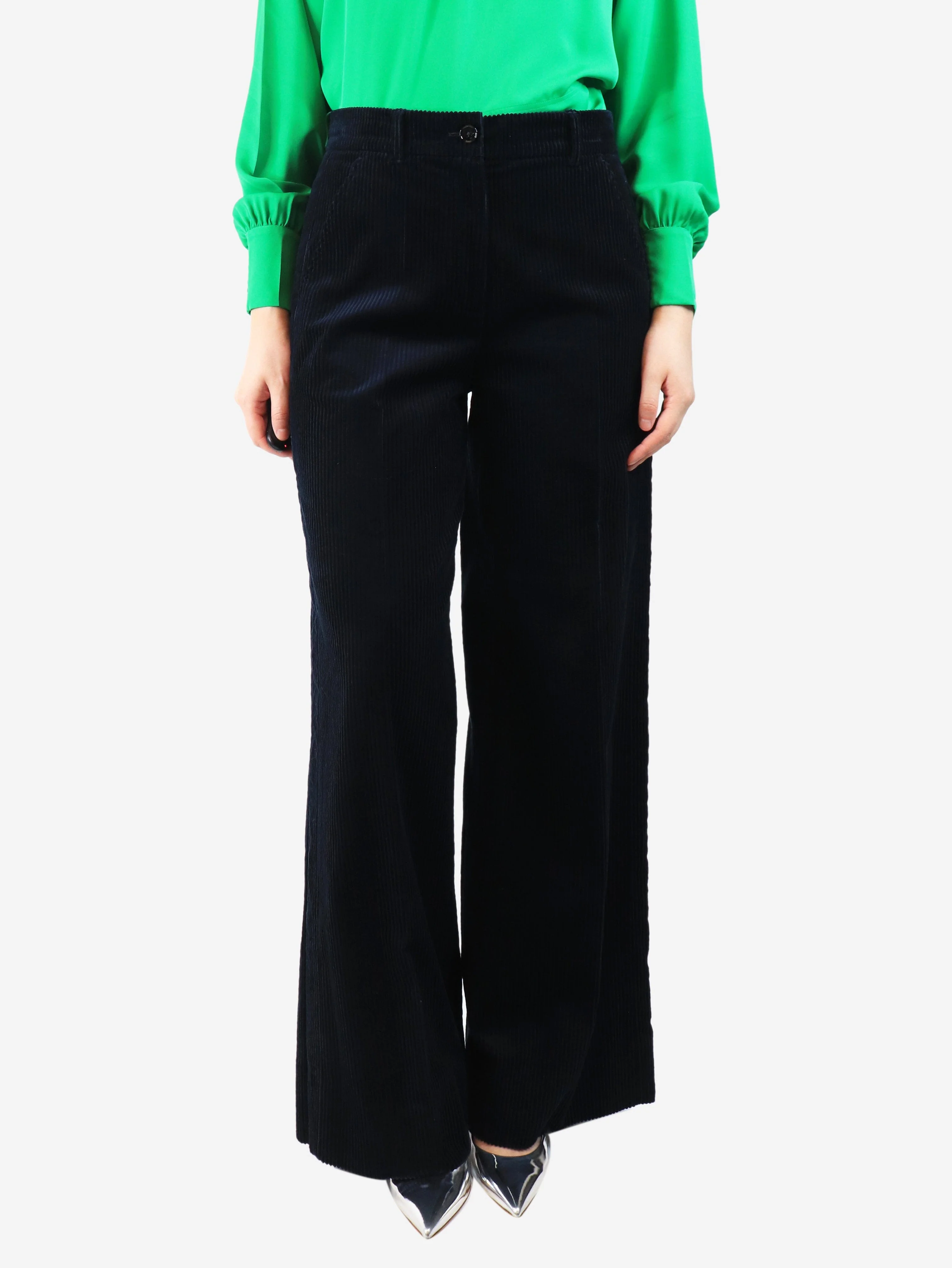 Navy corduroy trousers - size UK 10