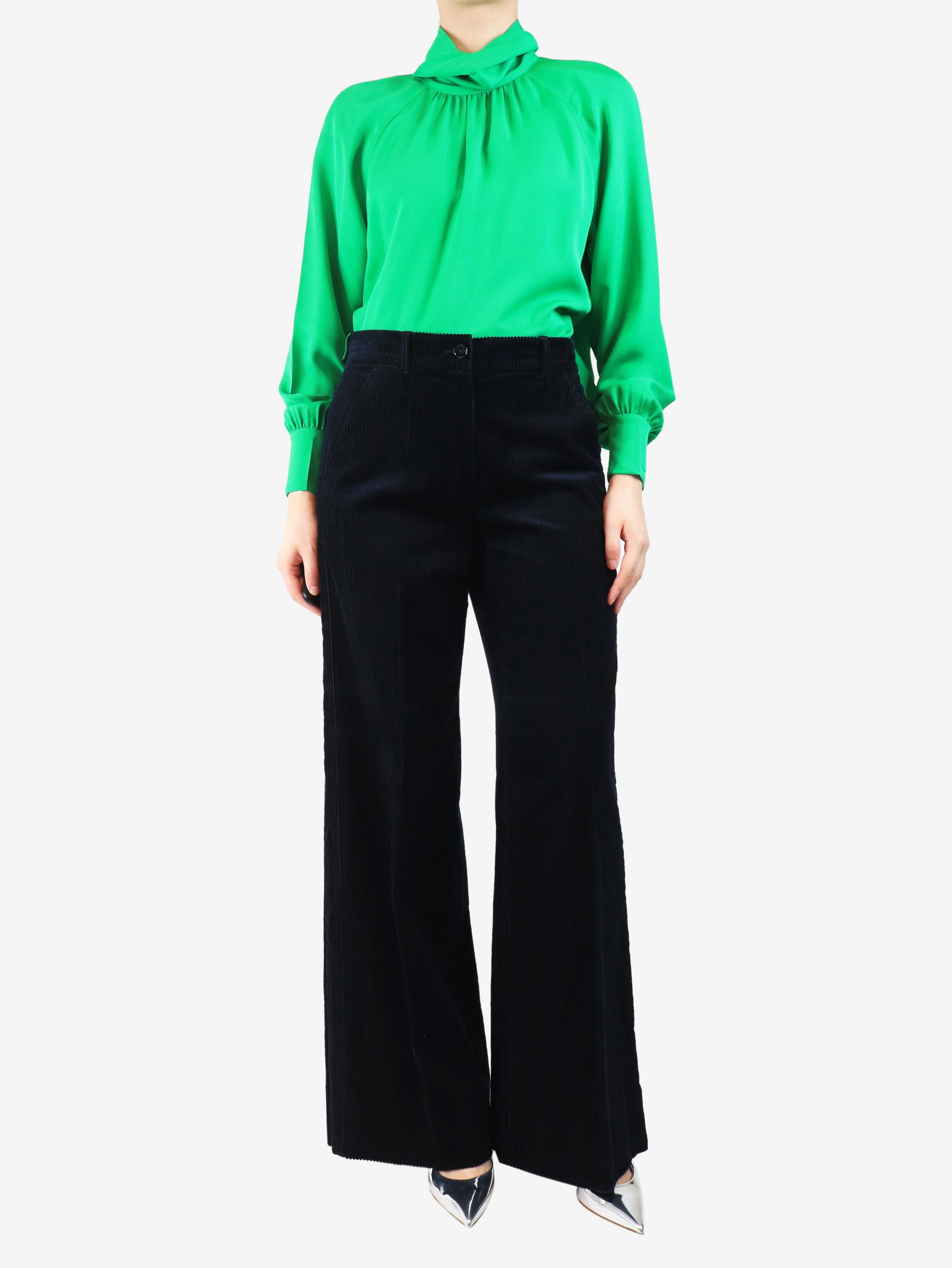 Navy corduroy trousers - size UK 10 - Image 2
