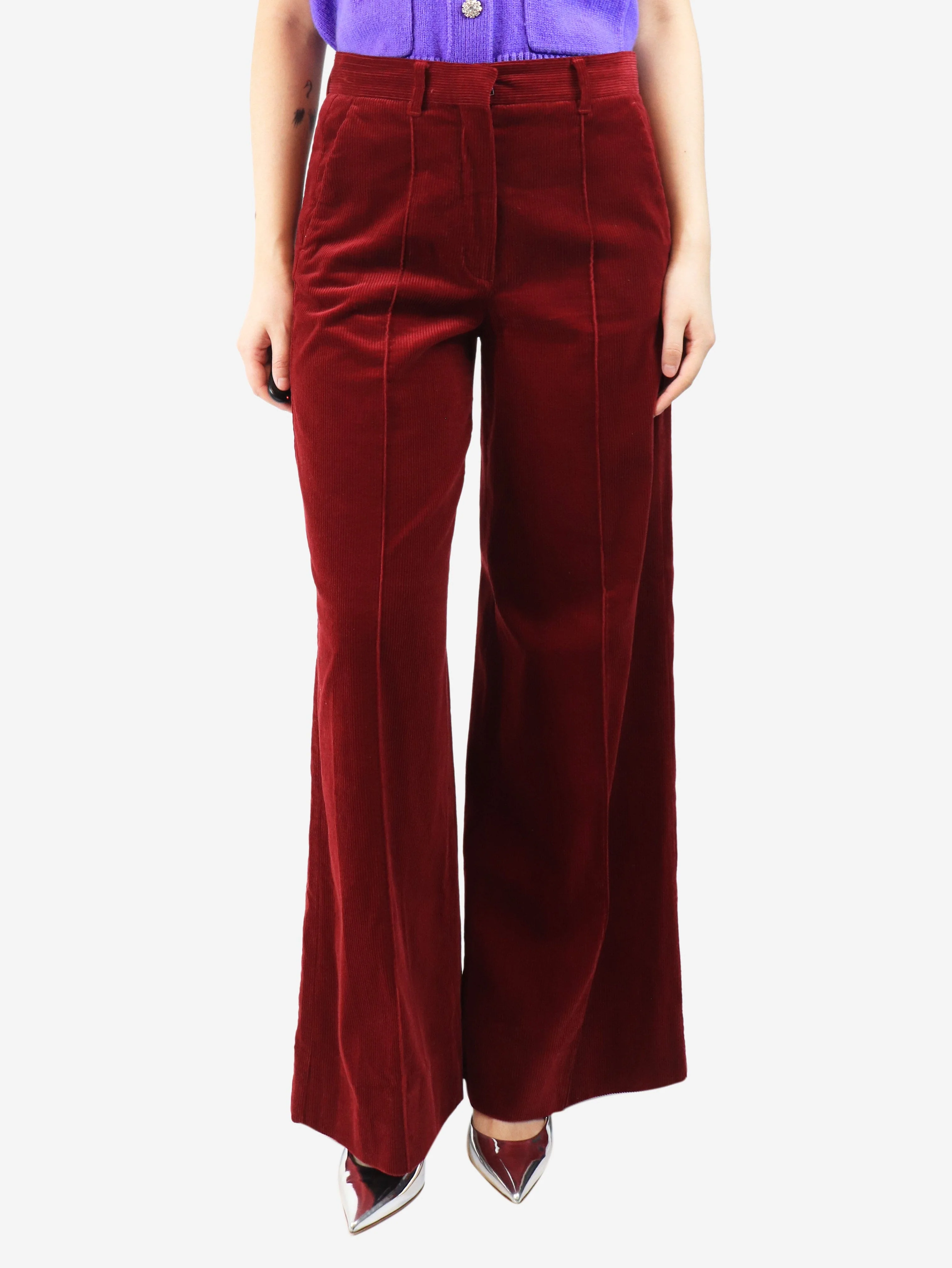 Red corduroy trousers - size UK 10