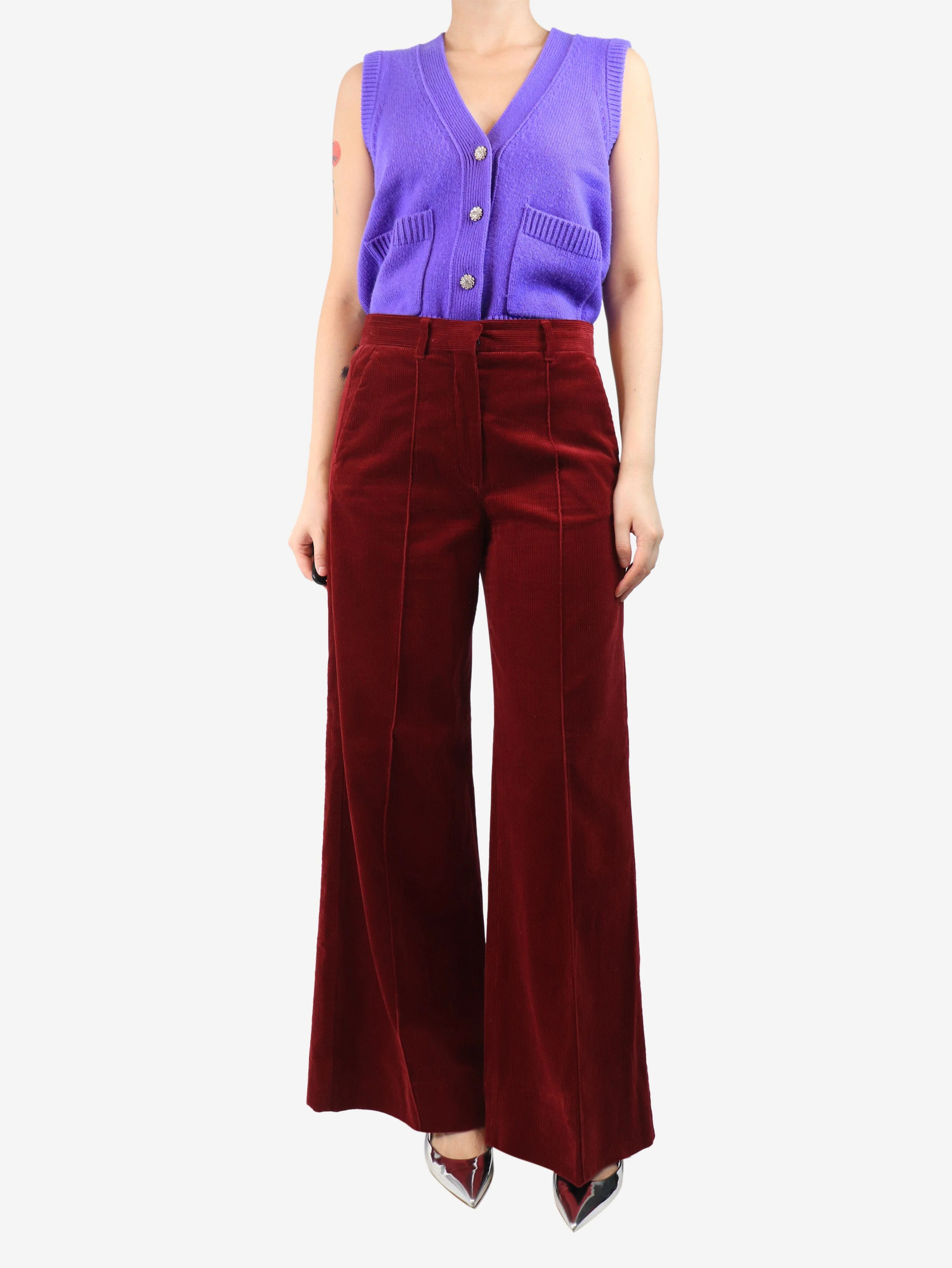 Red corduroy trousers - size UK 10 - Image 2