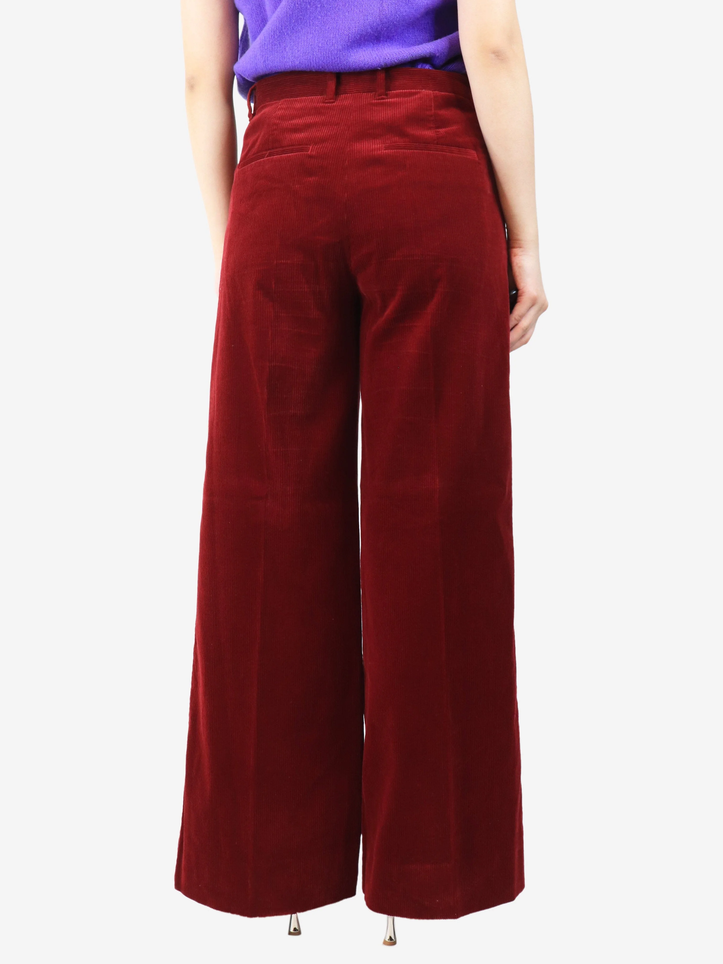 Red corduroy trousers - size UK 10 - Image 3