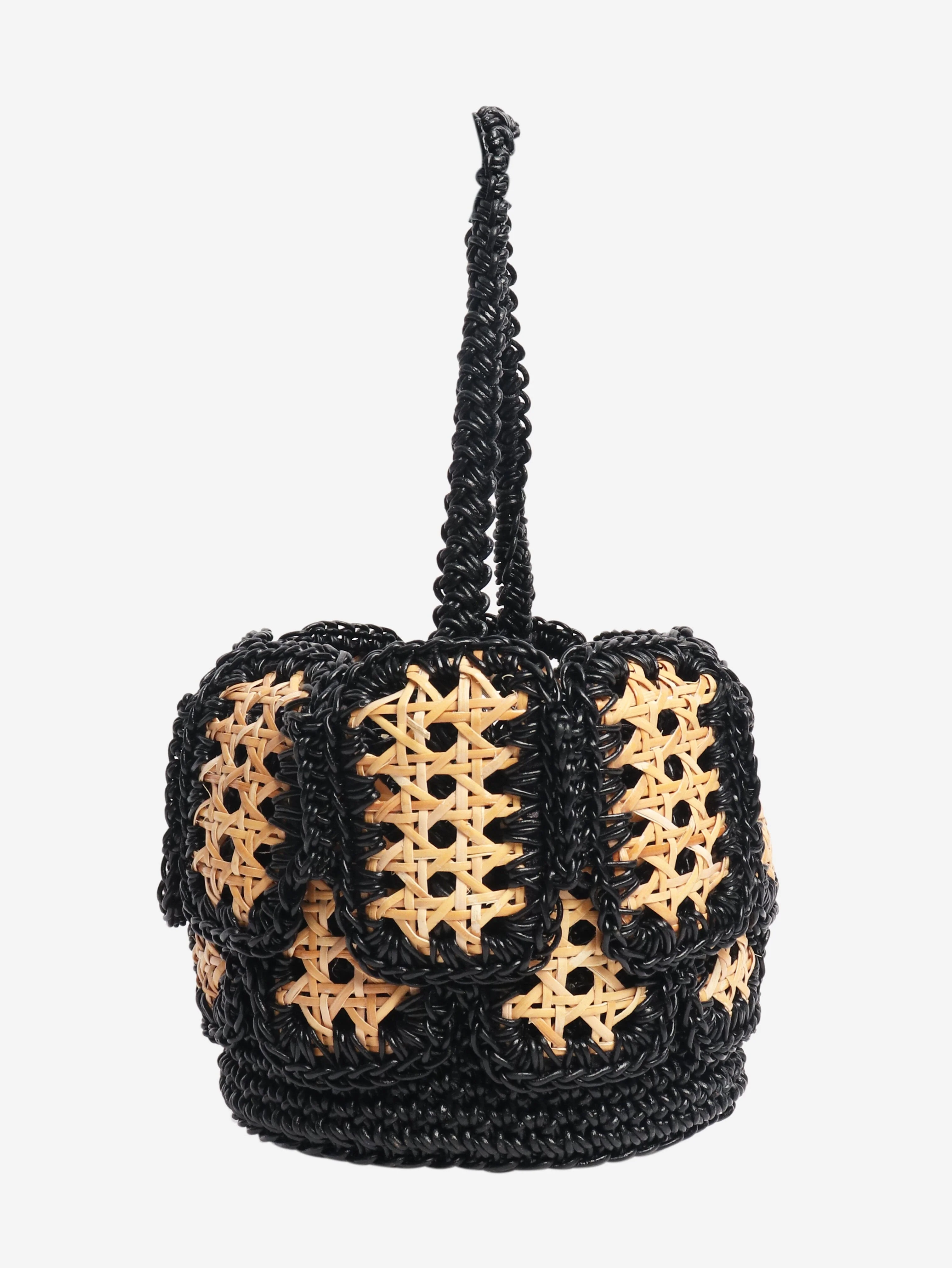 Neutral woven raffia top handle bag - Image 2