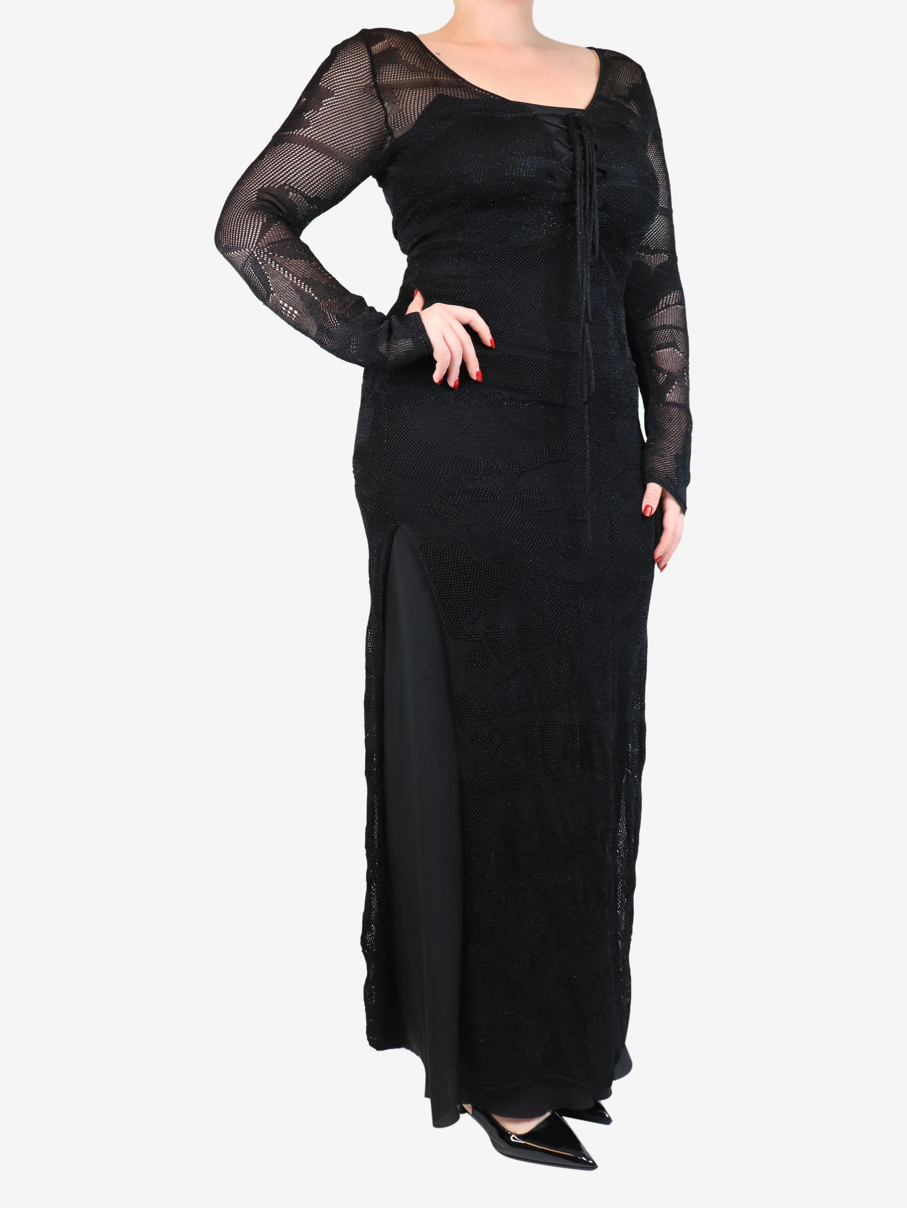 Black lurex beach cover-up - size L - Image 3