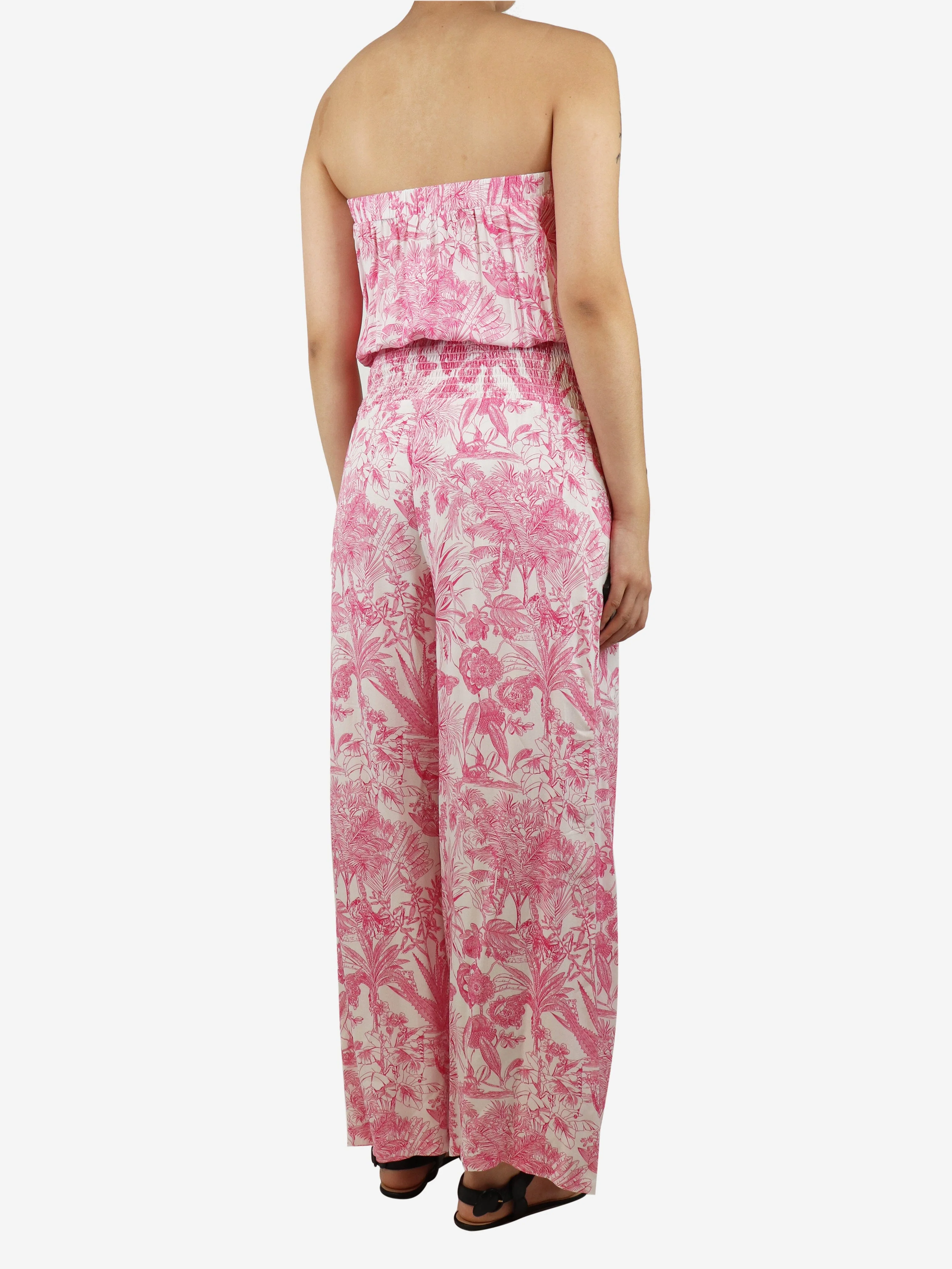 Pink and white floral wide-leg jumpsuit - size S - Image 2