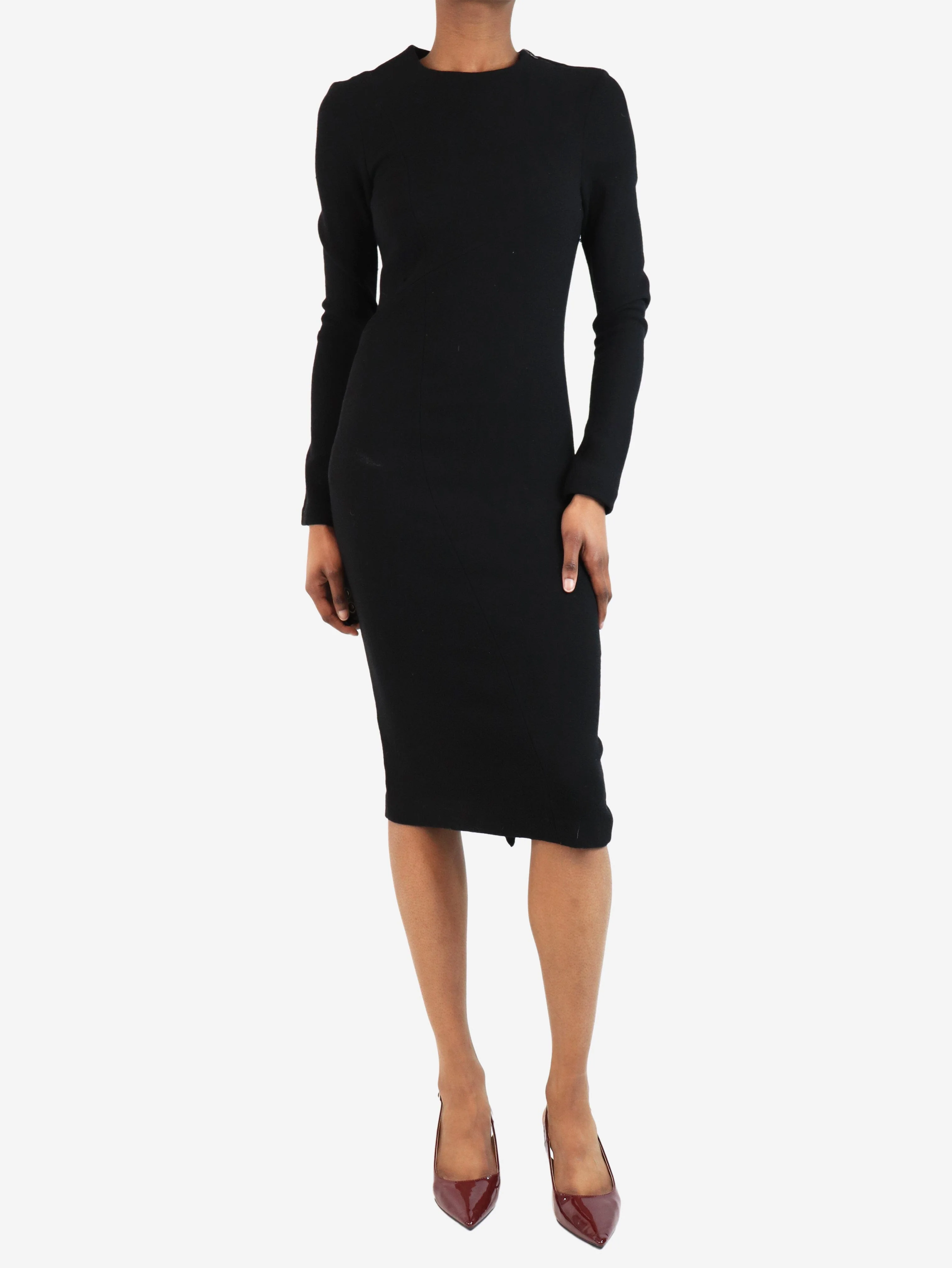 Black crepe midi dress - size UK 8 - Image 3