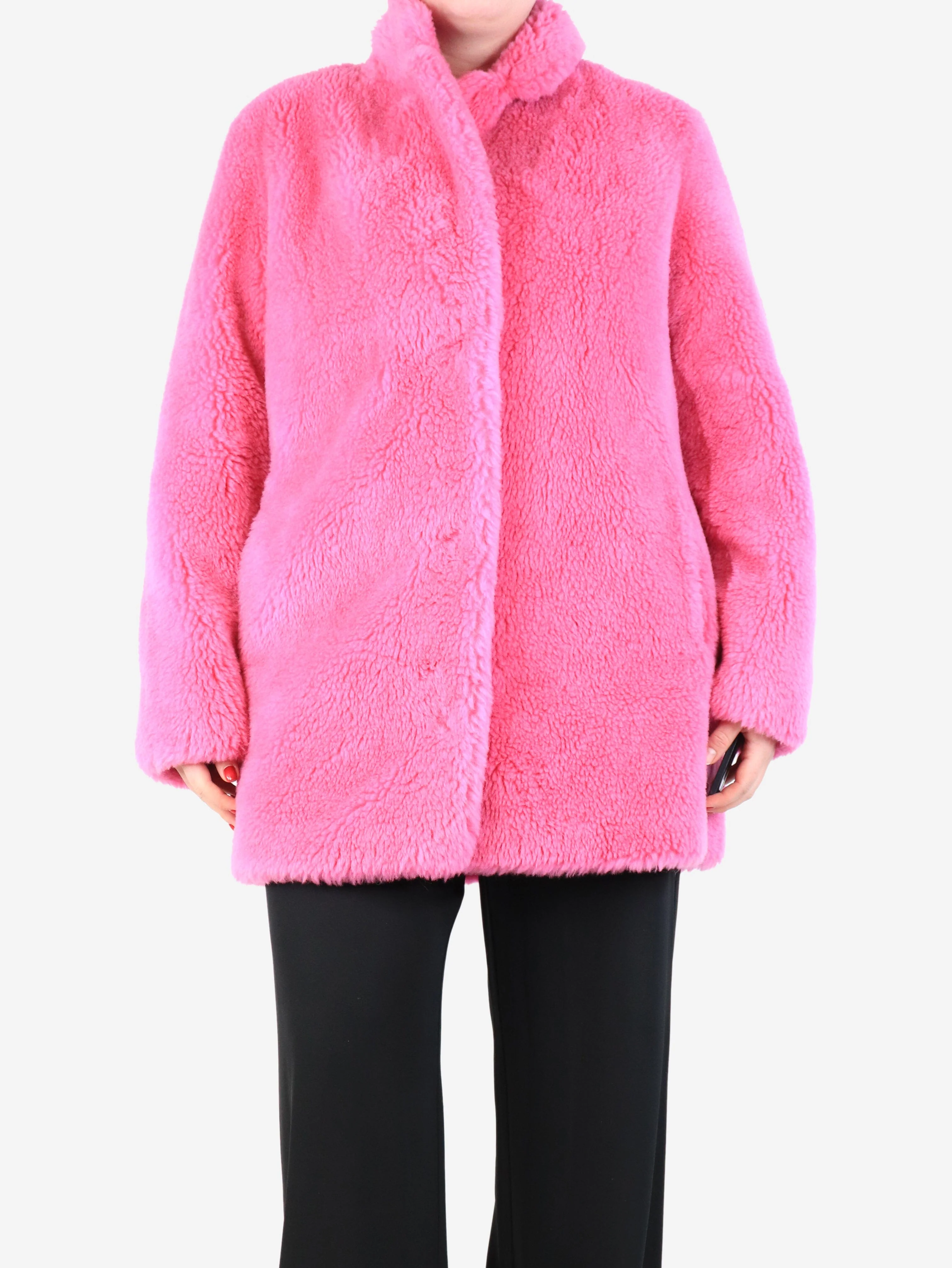 Pink wool coat - size UK 14