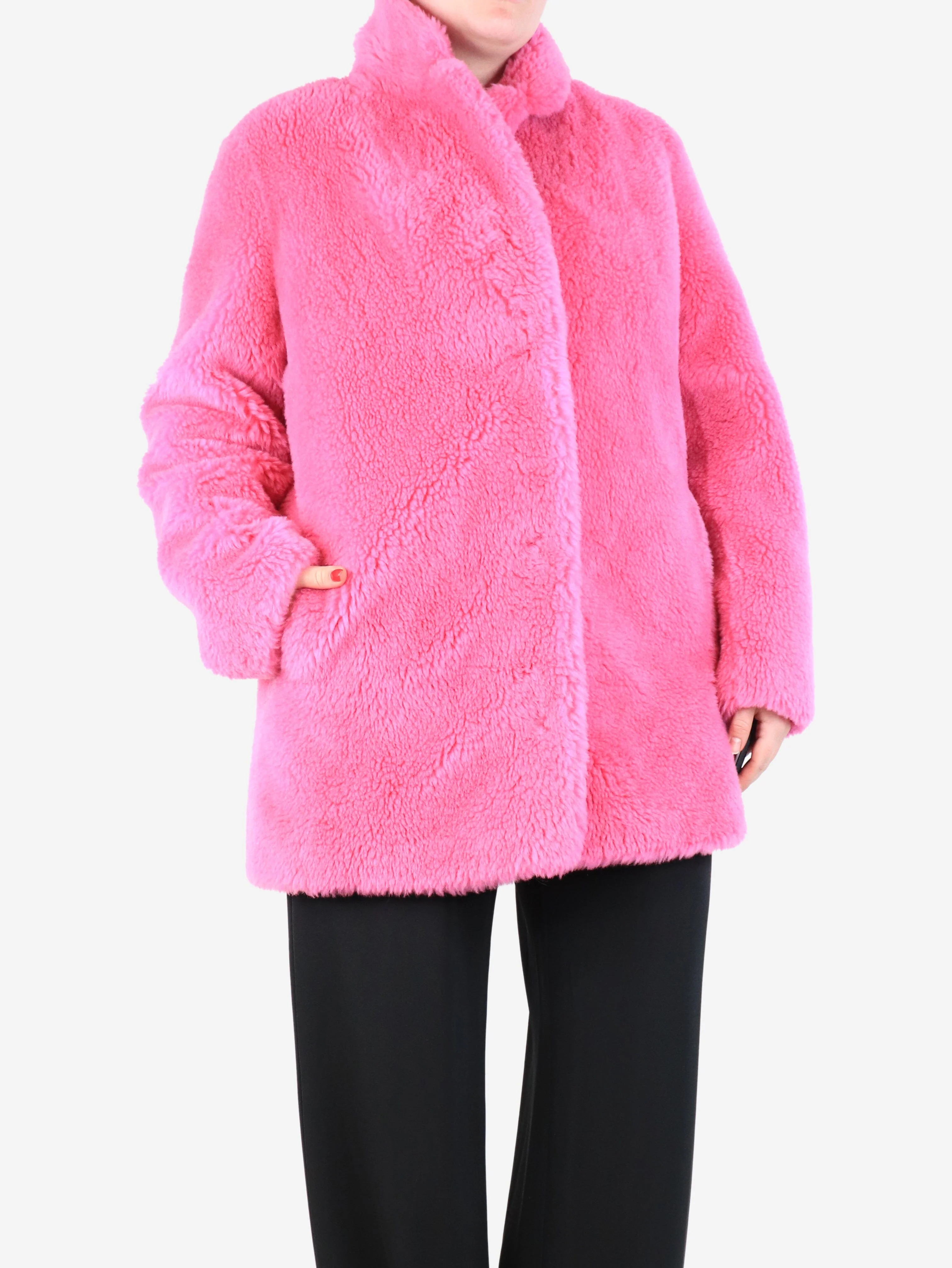 Pink wool coat - size UK 14 - Image 3