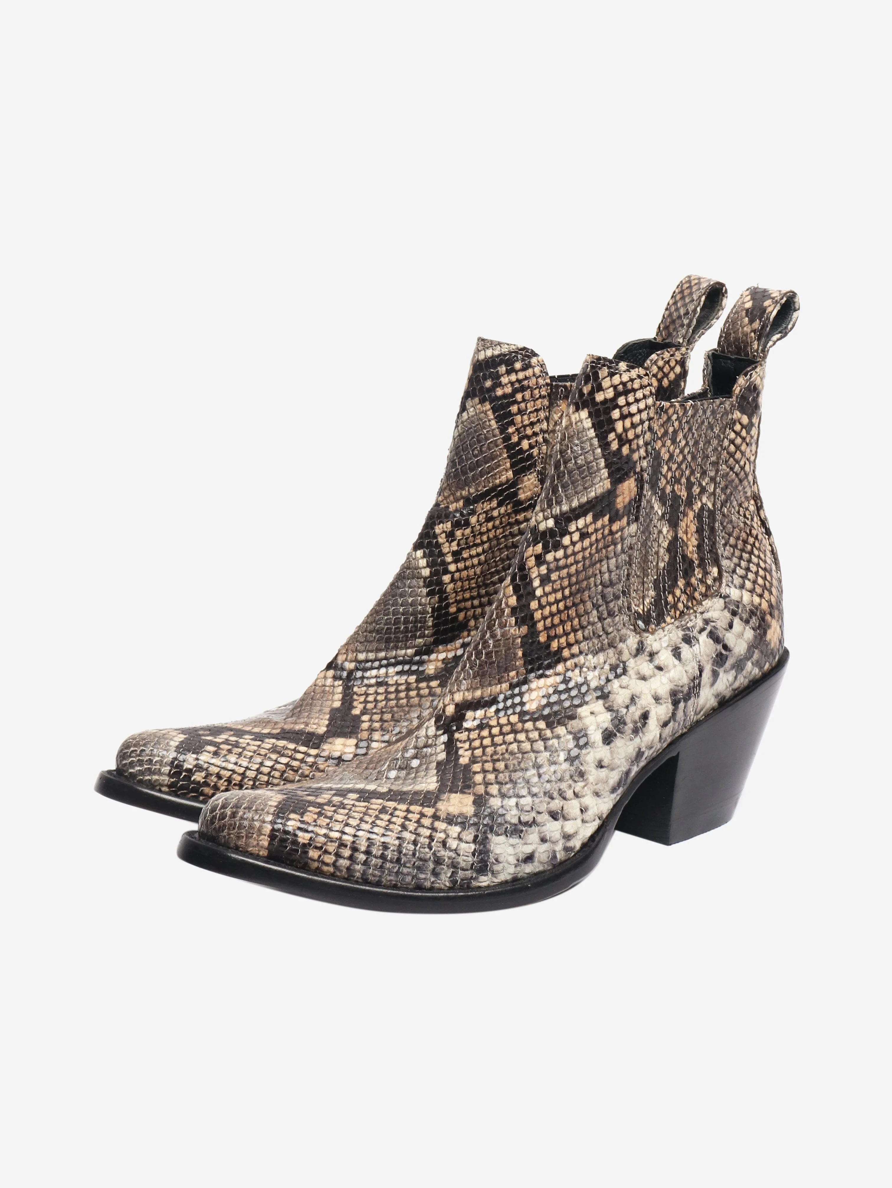 Brown snakeskin western ankle boots - size EU 39 - Image 2