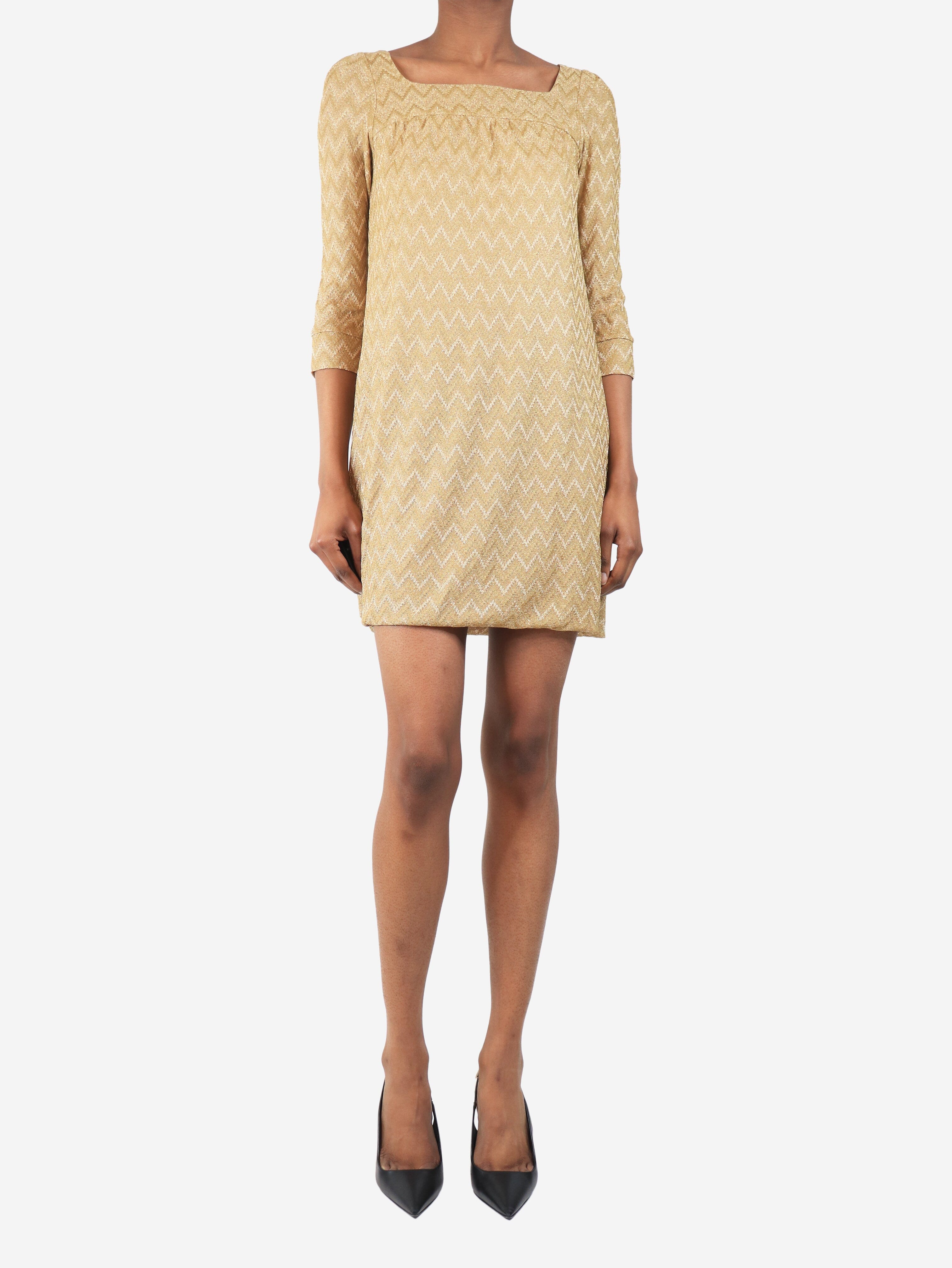 Gold lurex zig-zag mini dress - size XS