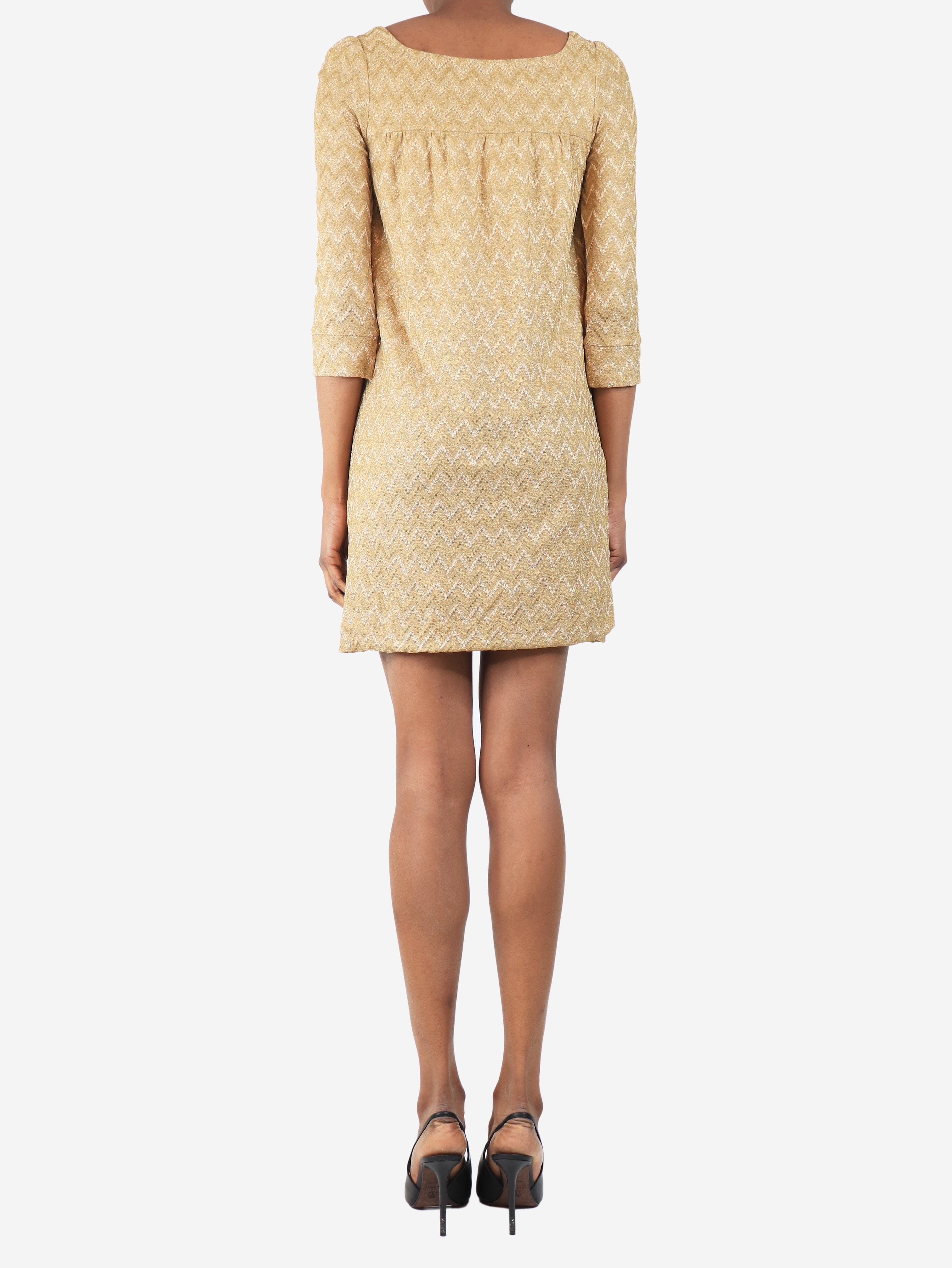 Gold lurex zig-zag mini dress - size XS - Image 2
