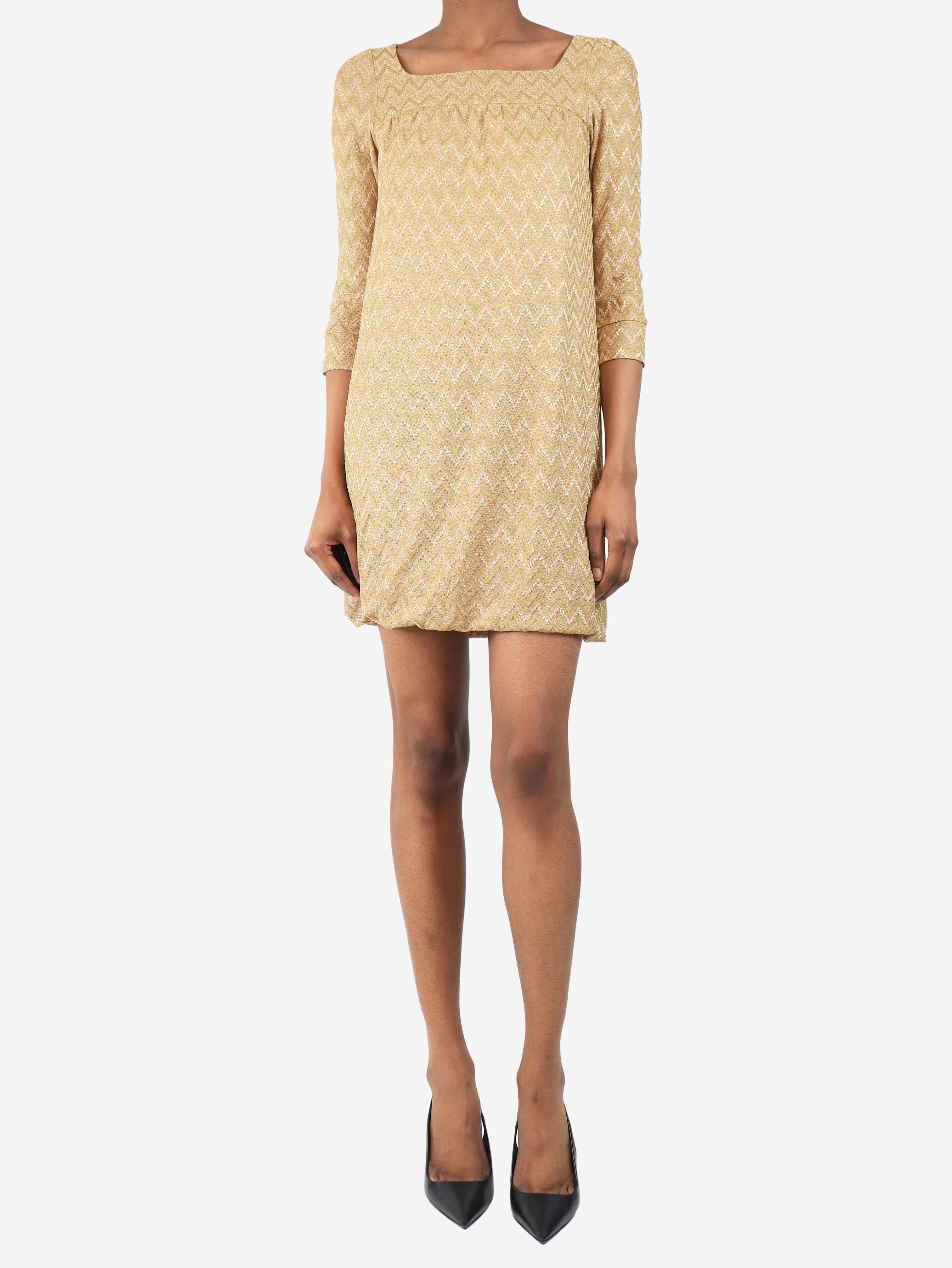 Gold lurex zig-zag mini dress - size XS - Image 3