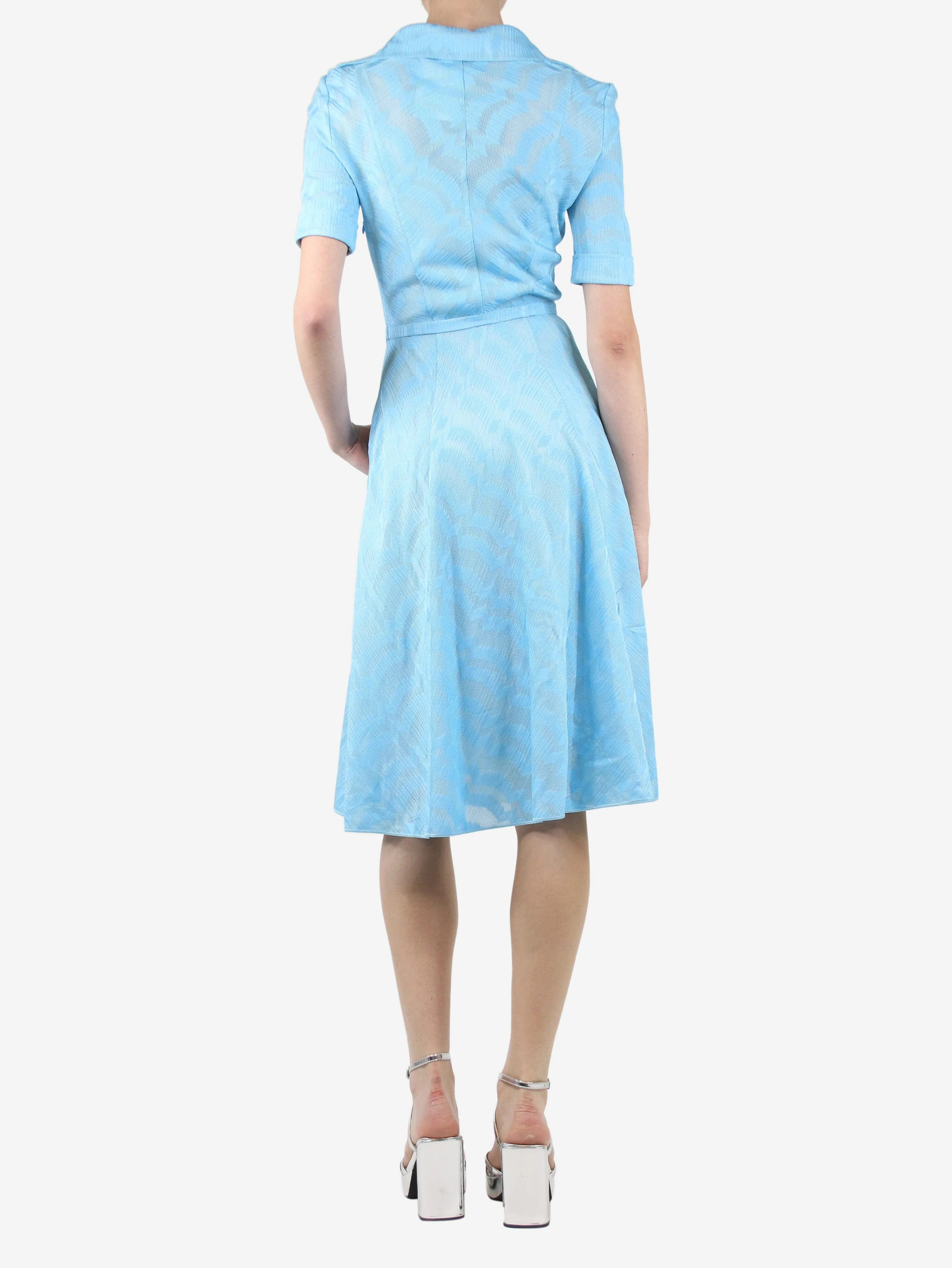 Light blue jacquard midi dress - size UK 6 - Image 2