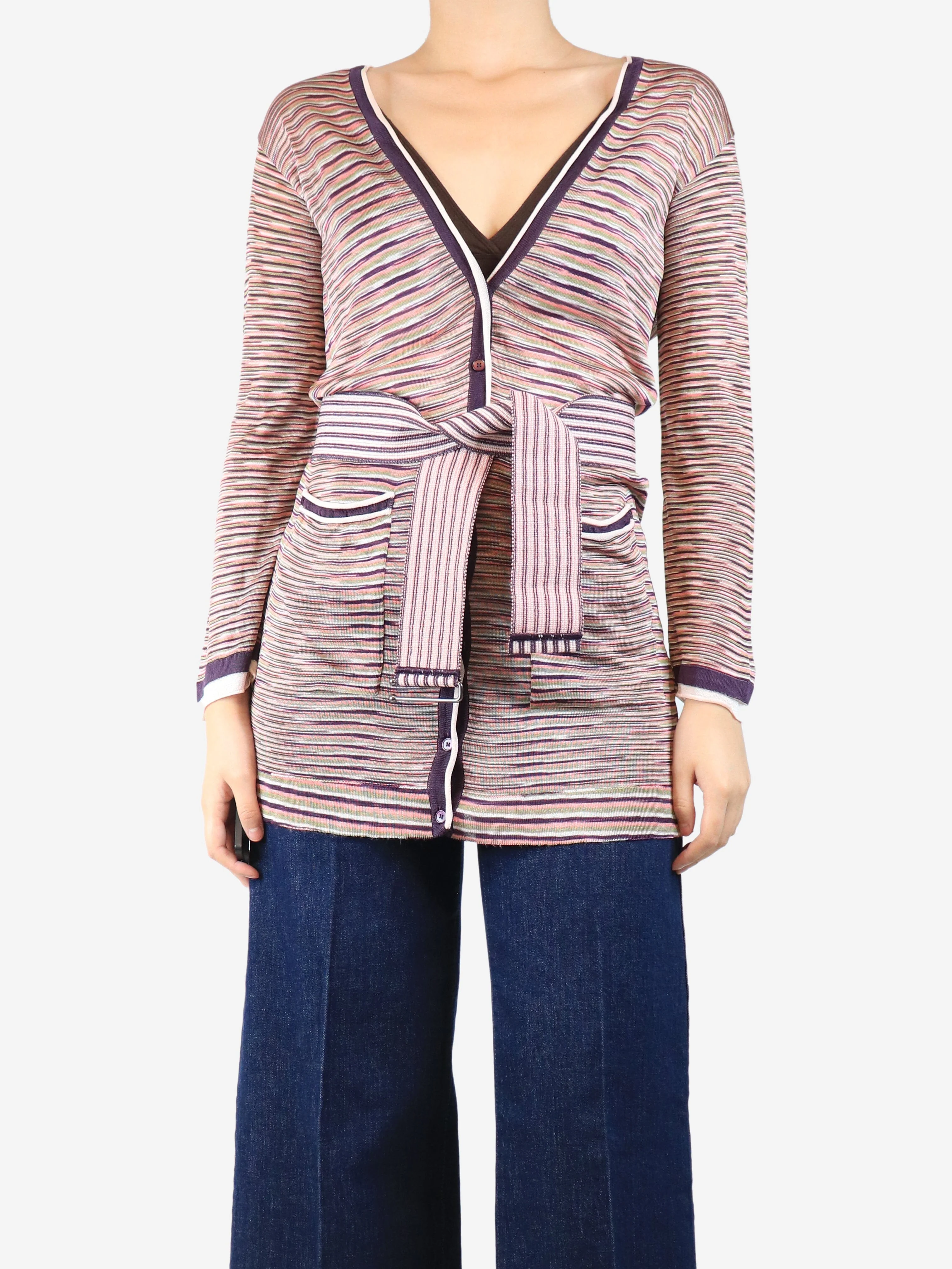 Multicolour striped cardigan - size S