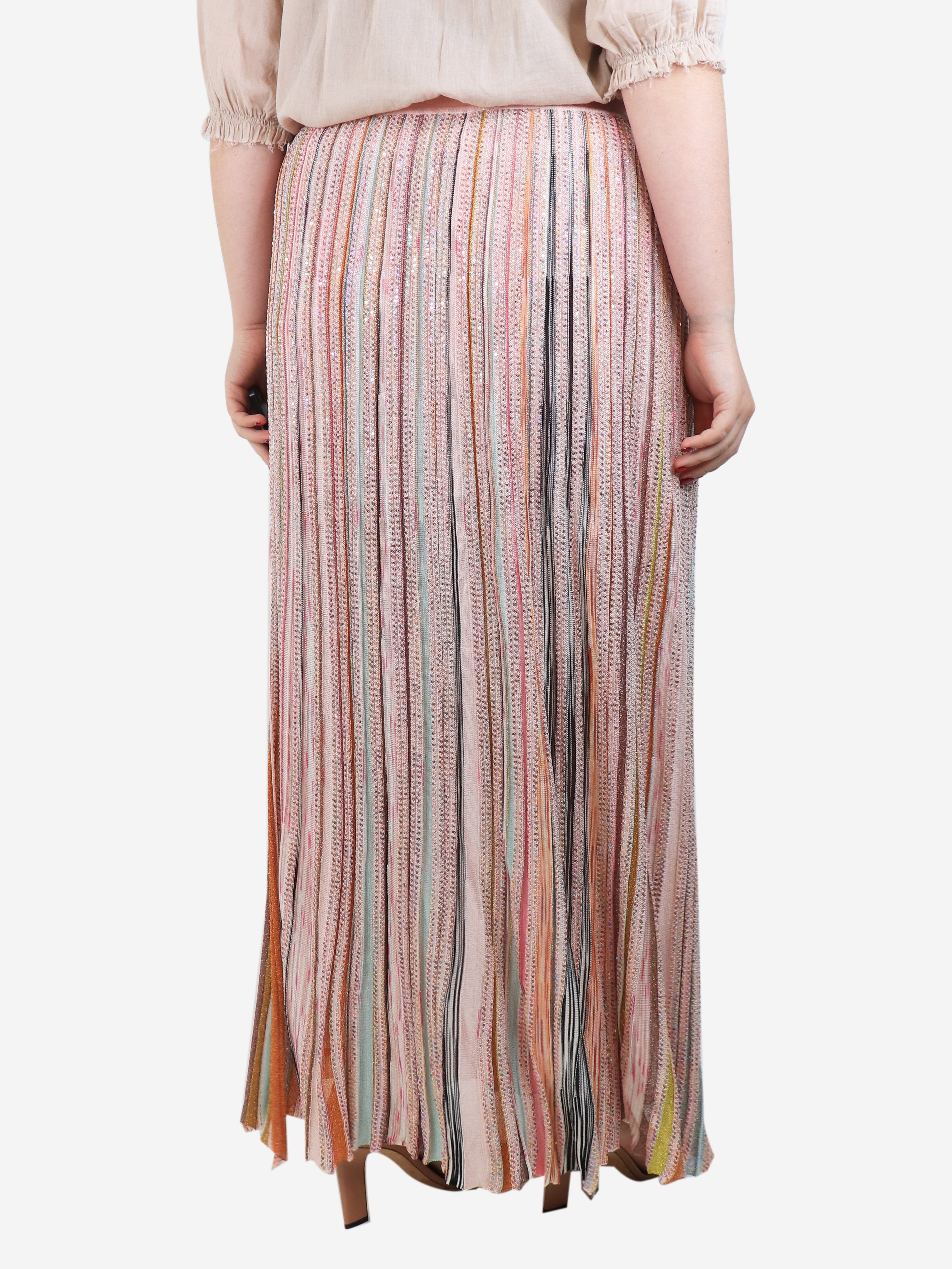 Pink sequin striped maxi skirt - size UK 14 - Image 3