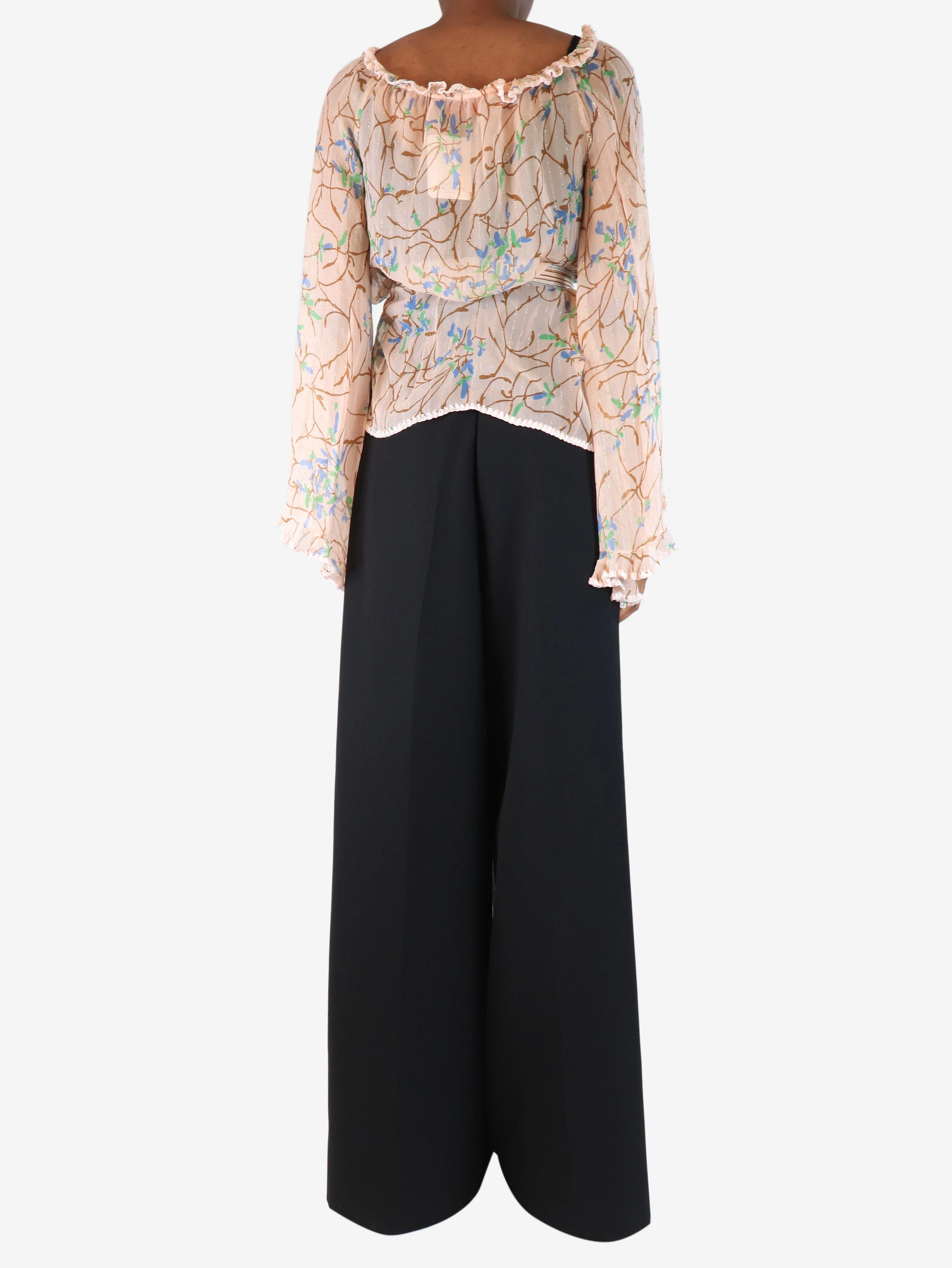 Pink sheer floral blouse - size UK 6 - Image 2