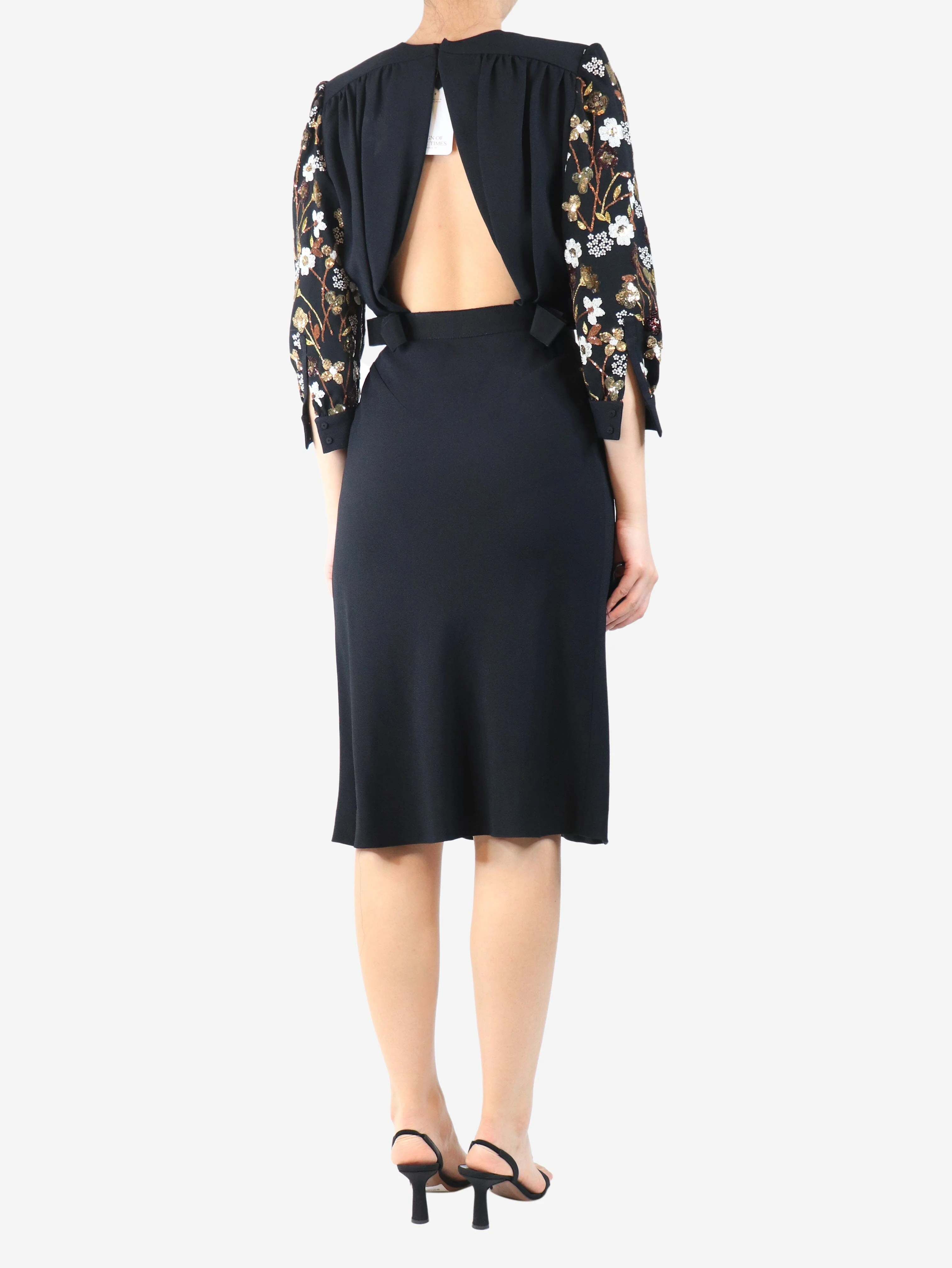 Black AW12 embellished crepe midi dress - size UK 10 - Image 2