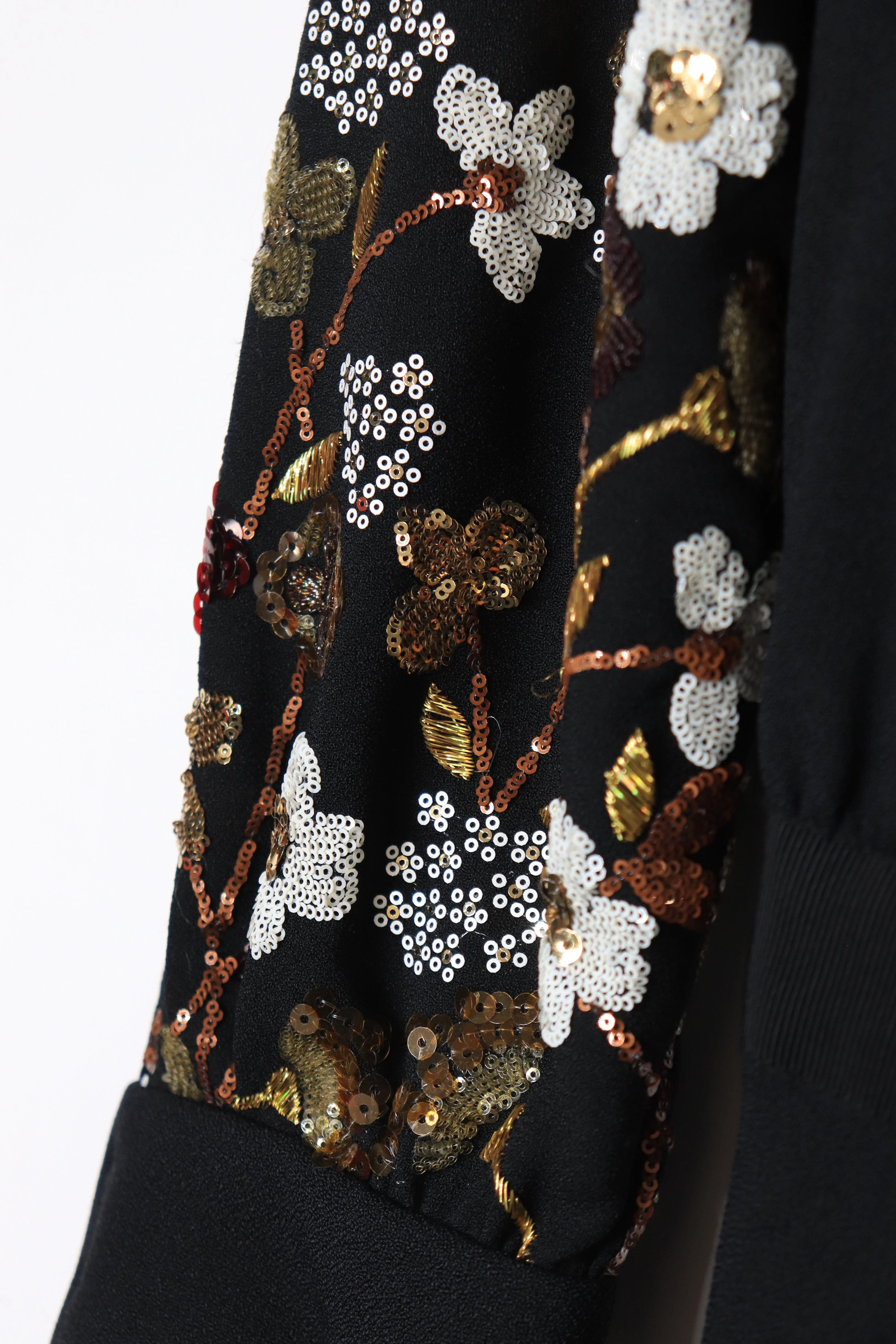 Black AW12 embellished crepe midi dress - size UK 10 - Image 4